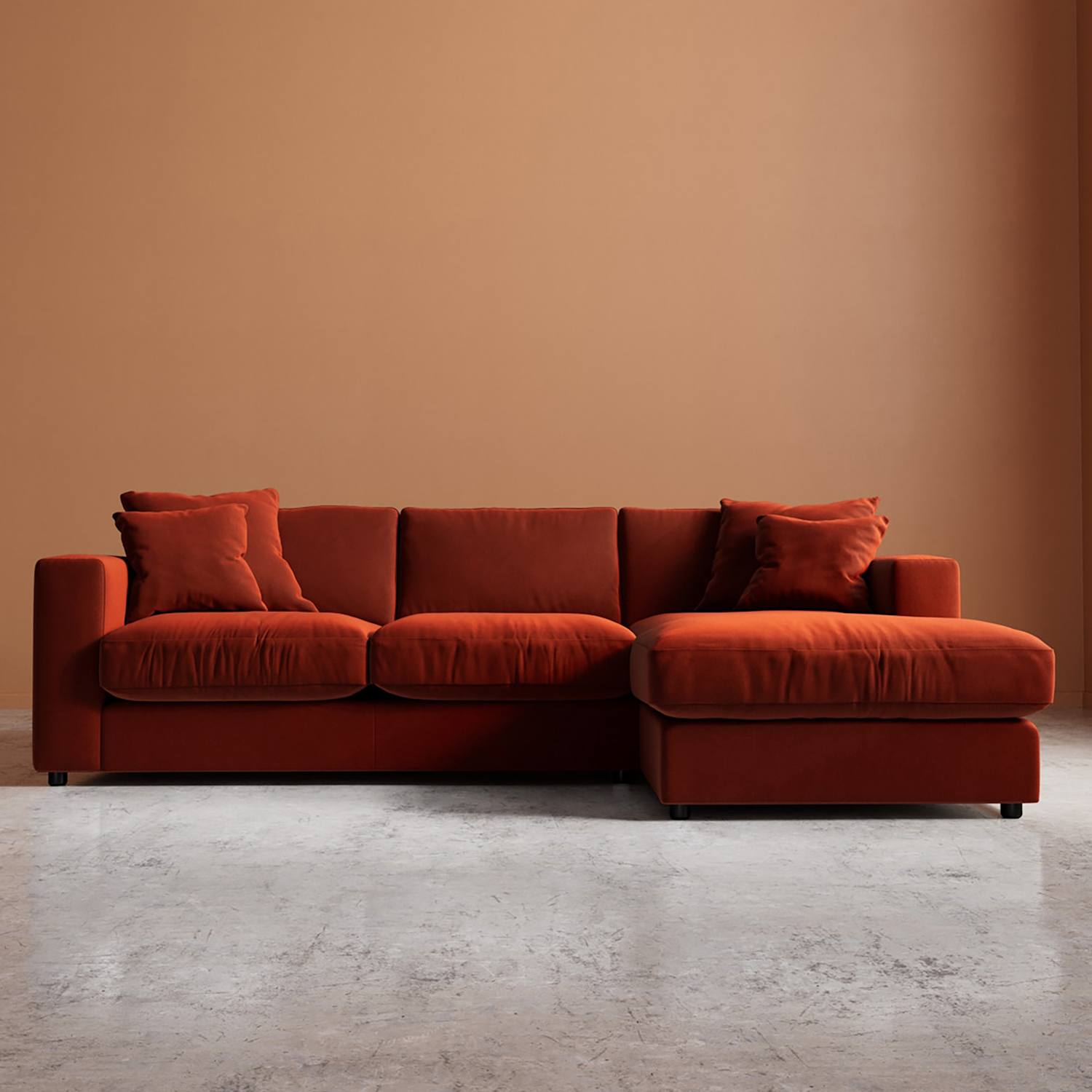 Swoon Althaea Crushed Velvet Right Corner Sofa - Dark Orange - Available at M&S