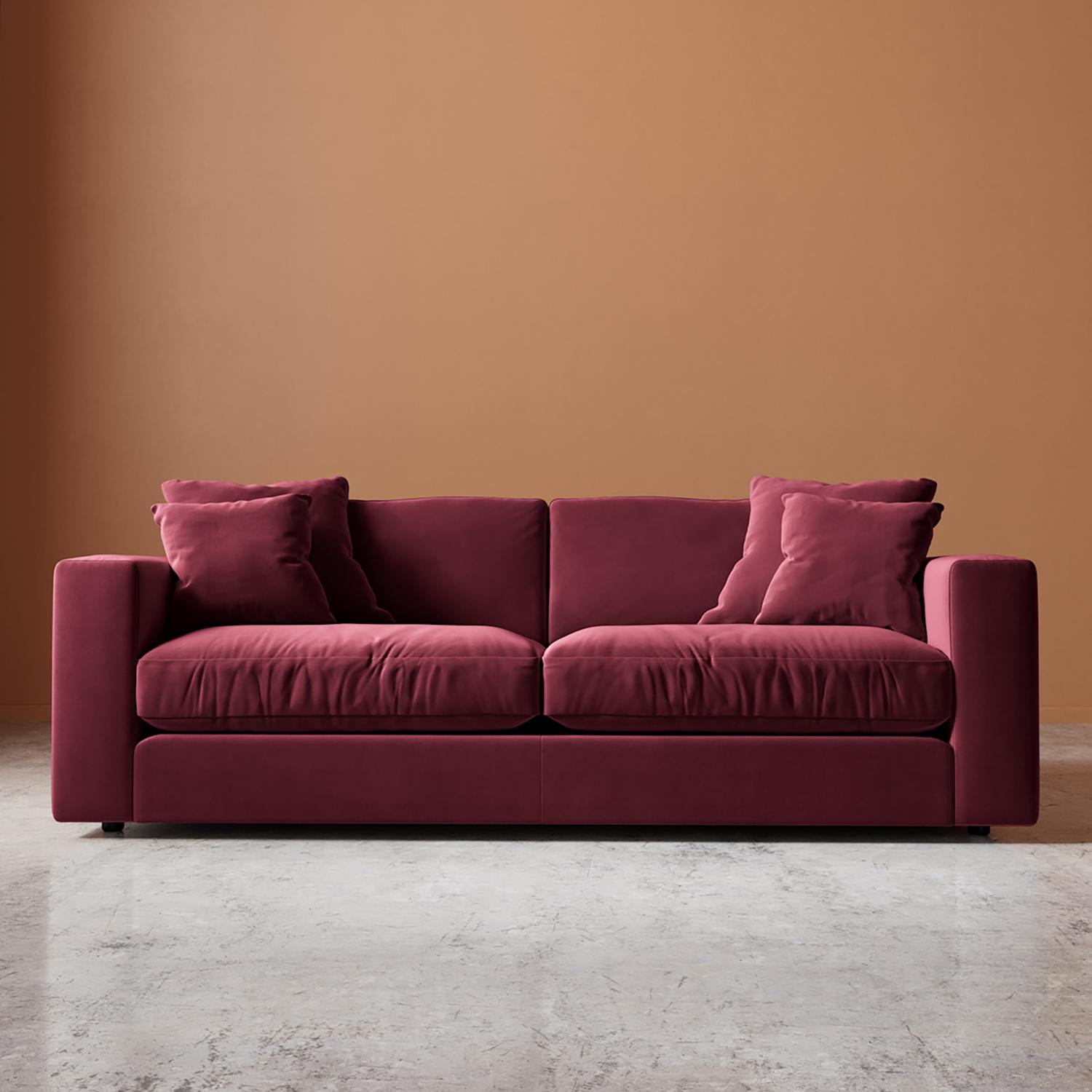 Swoon Althaea Easy Velvet 3 Seater Sofa - Burgundy - Available at M&S