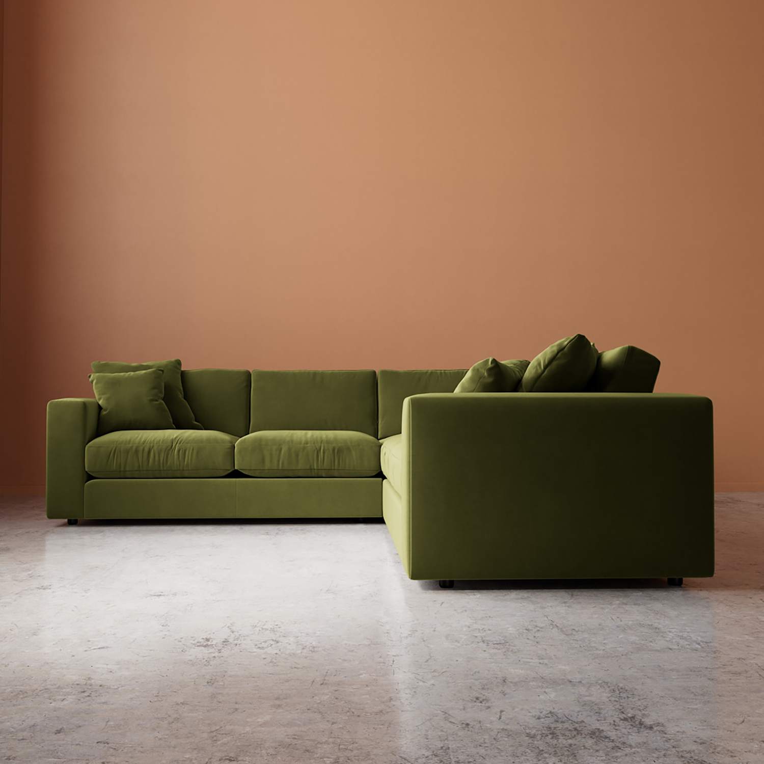 Swoon Althaea Easy Velvet Corner Sofa - Green - Available at M&S