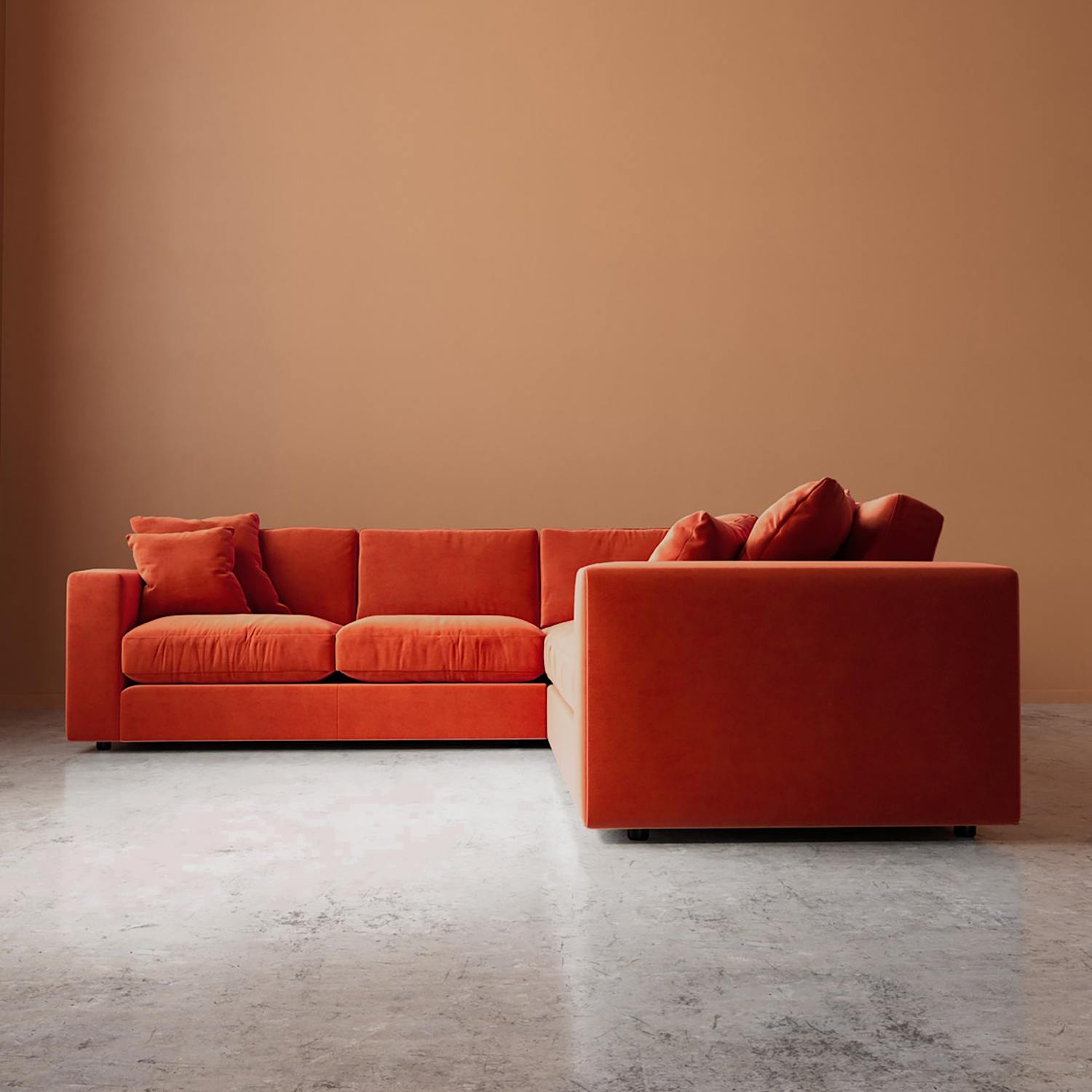 Swoon Althaea Easy Velvet Corner Sofa - Orange - Available at M&S