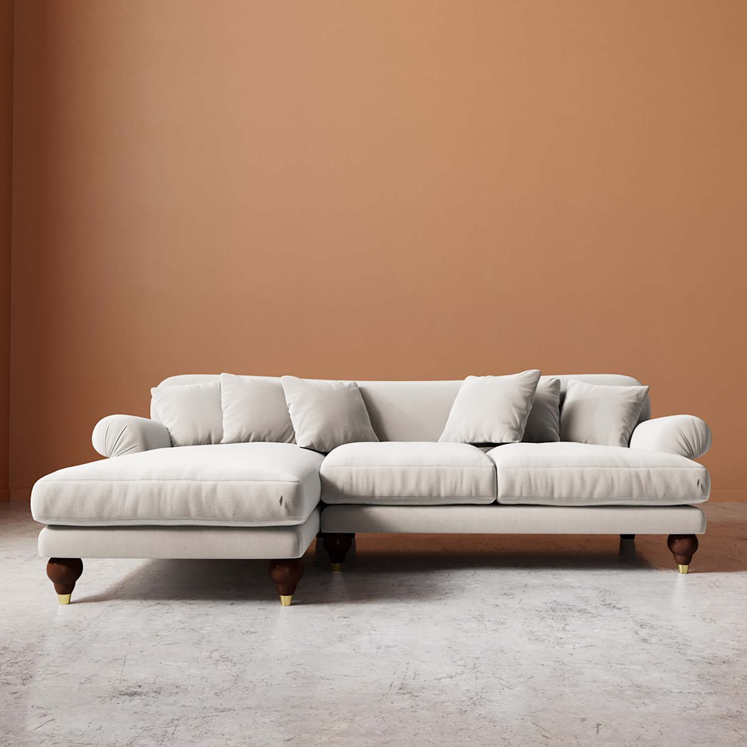 Swoon Willows Crushed Velvet Left Corner Sofa - Cream - Available at M&S