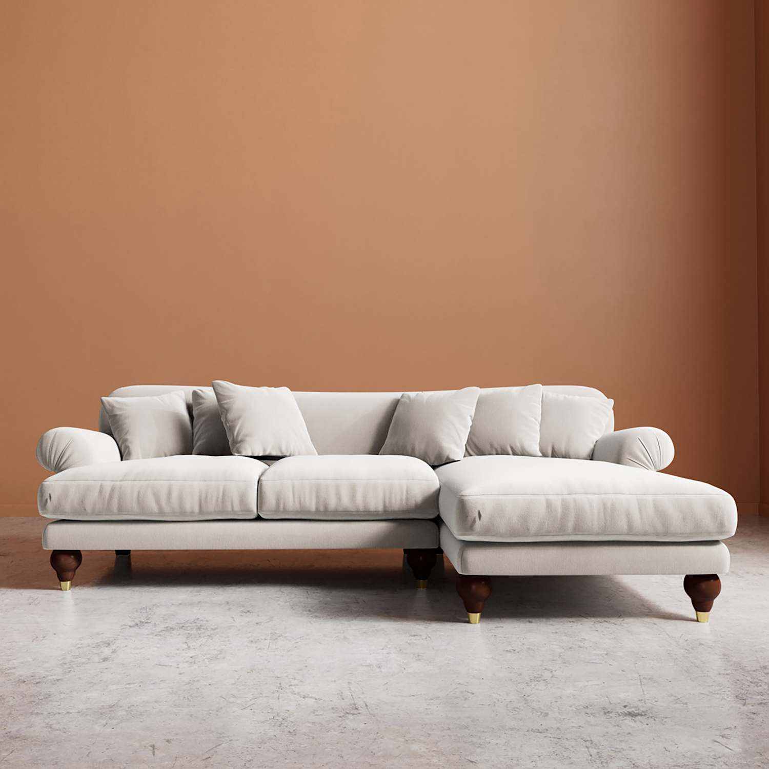 Swoon Willows Crushed Velvet Right Corner Sofa - Cream - Available at M&S