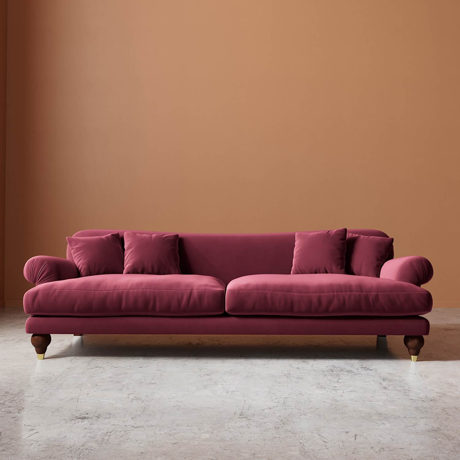 Swoon Willows Easy Velvet 3 Seater Sofa - Burgundy - Available at M&S