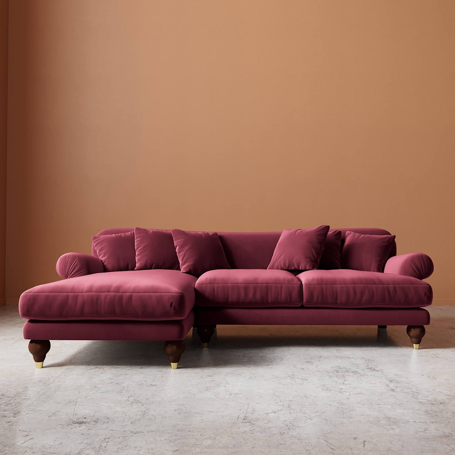 Swoon Willows Easy Velvet Left Corner Sofa - Burgundy - Available at M&S