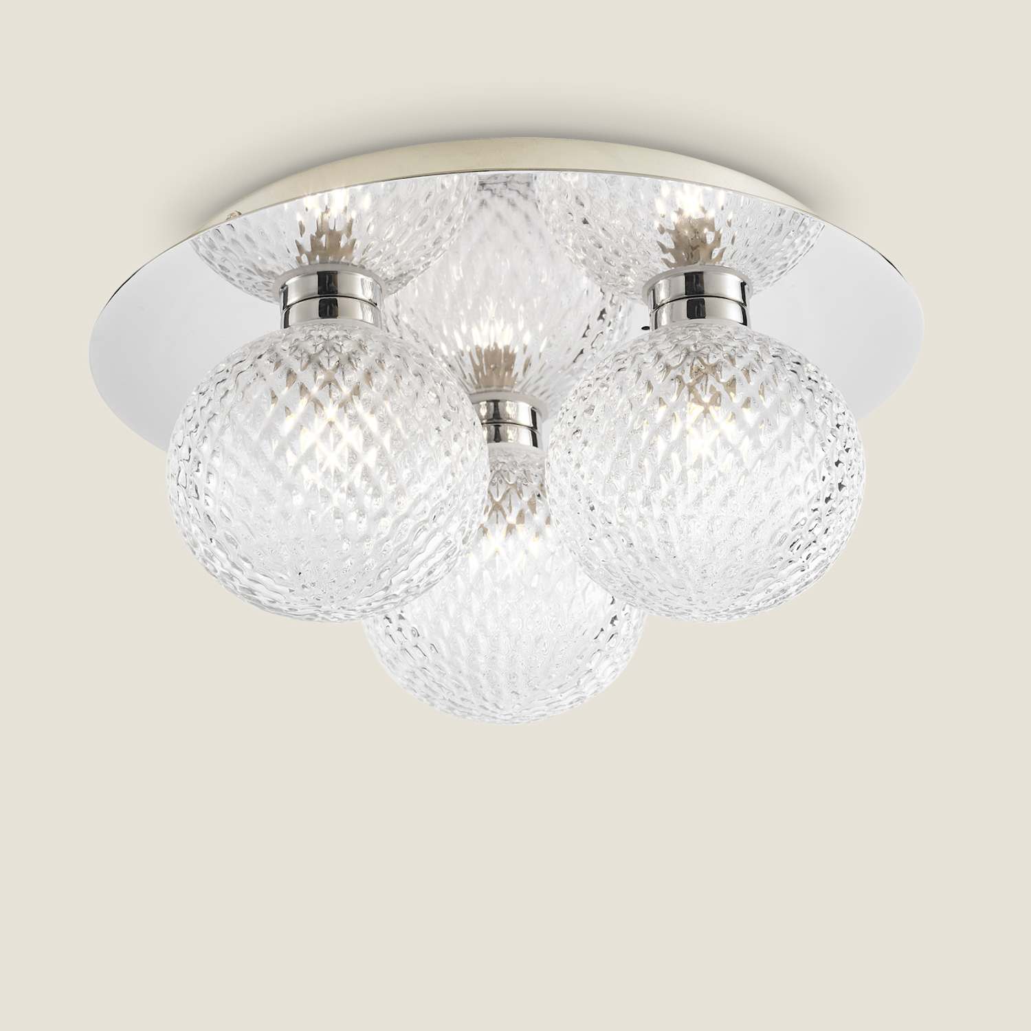 Laura Ashley Prague Faceted Glass Flush Ceiling Light - Silver - Available at M&S