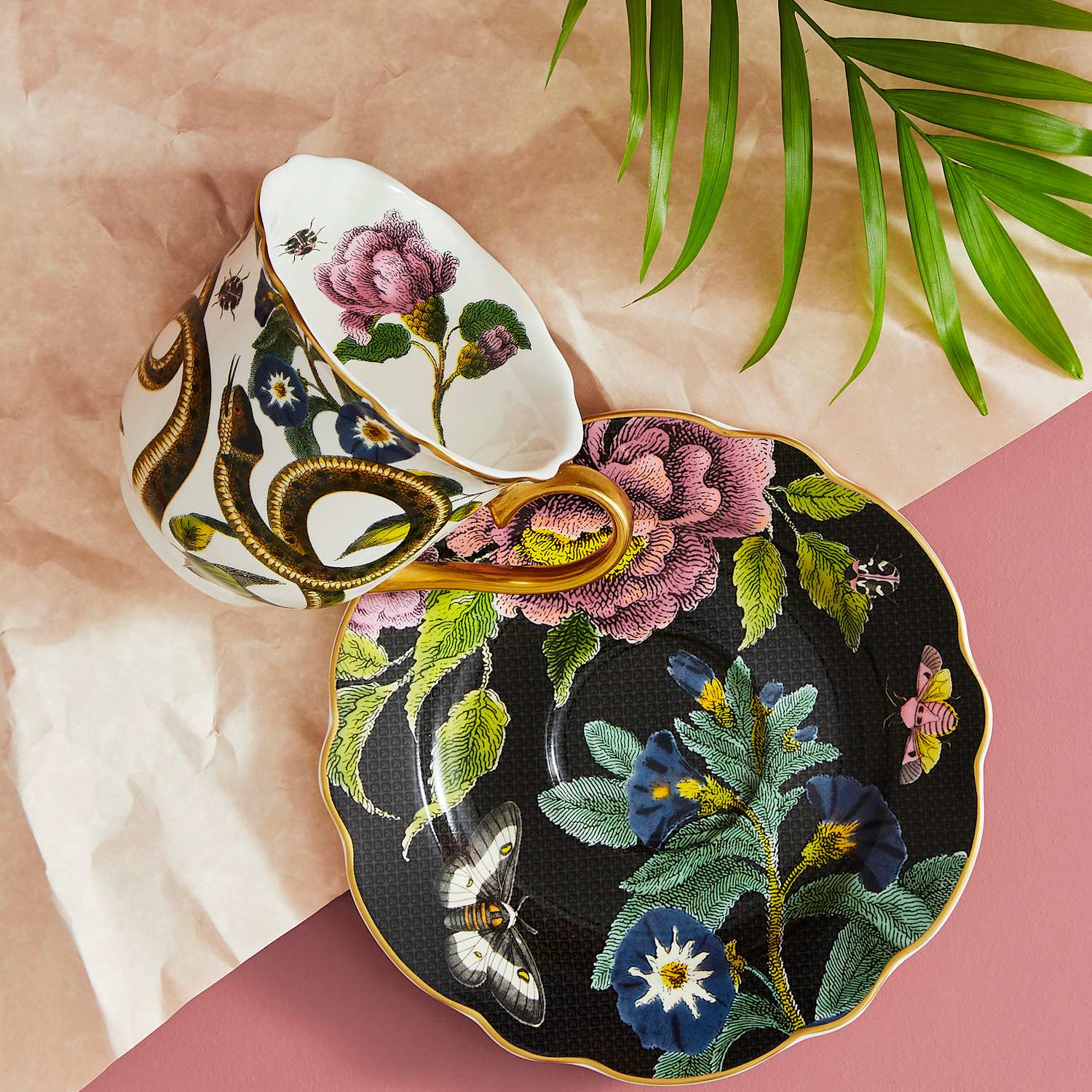 Spode Creatures of Curiosity Dark Cup & Saucer - Multi - Available at M&S