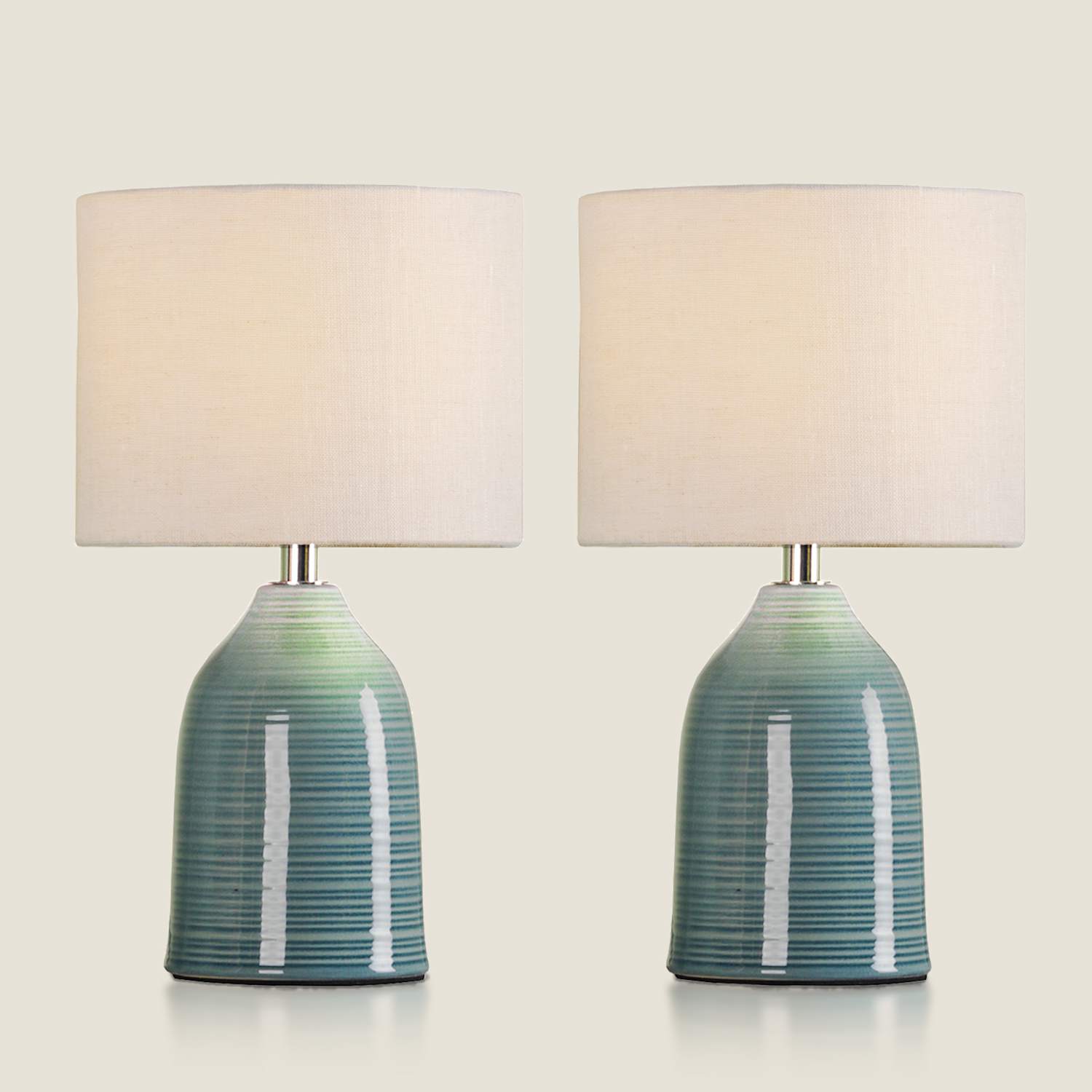 Laura Ashley Set of 2 Penny Ceramic Table Lamps - Blue - Available at M&S