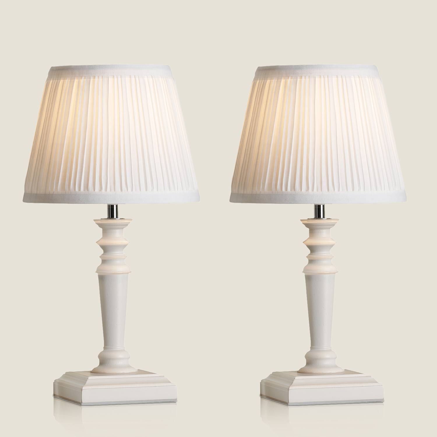 Laura Ashley Set of 2 Tate Wooden Table Lamps - White - Available at M&S
