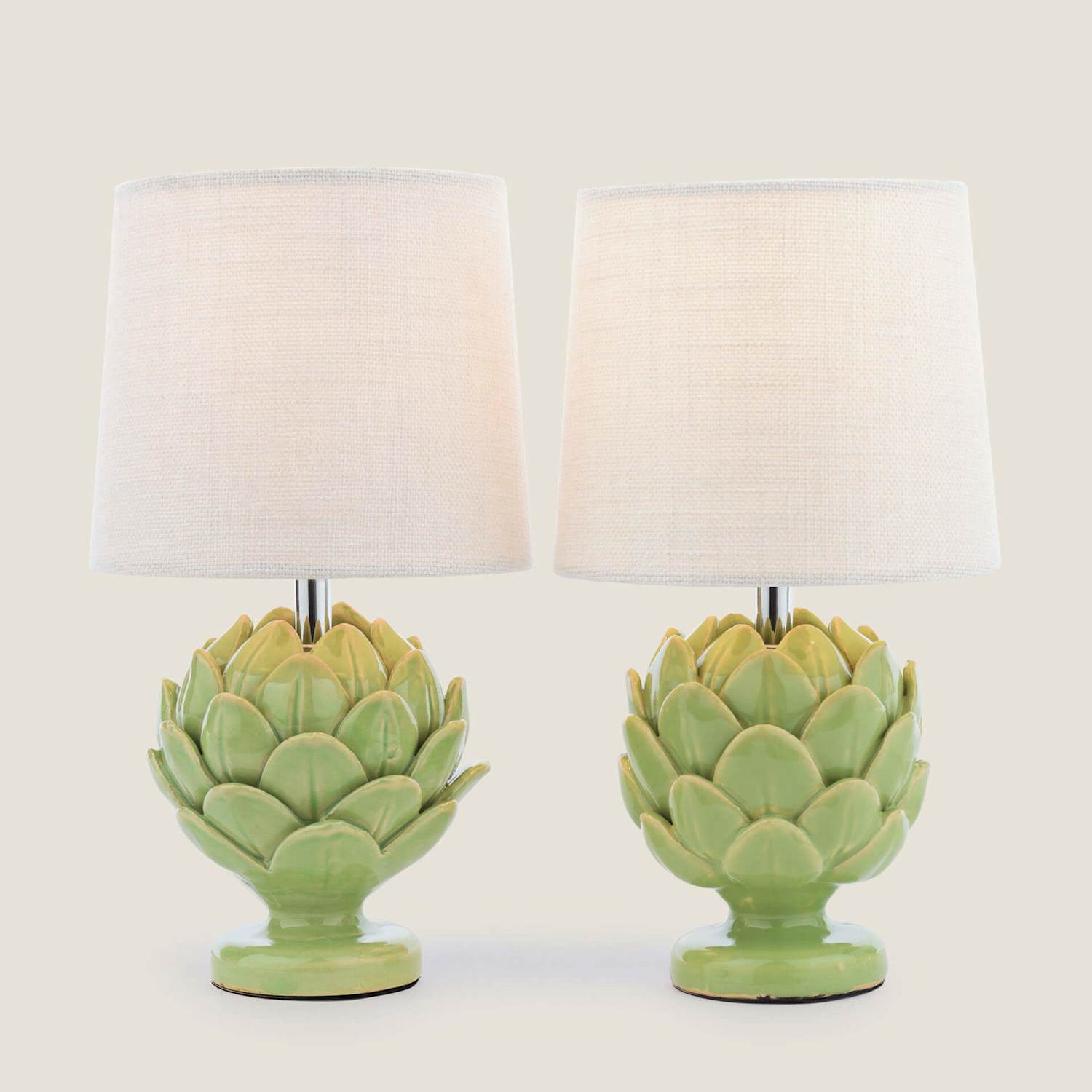 Laura Ashley Set of 2 Artichoke Ceramic Table Lamps - Green - Available at M&S