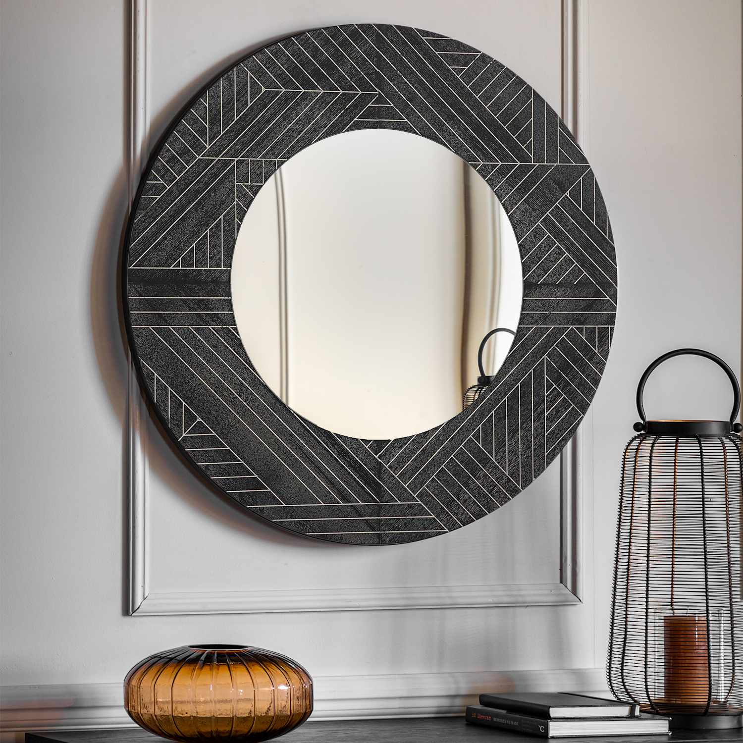 Gallery Direct Kakuda Large Round Wall Mirror - Black - Available at M&S