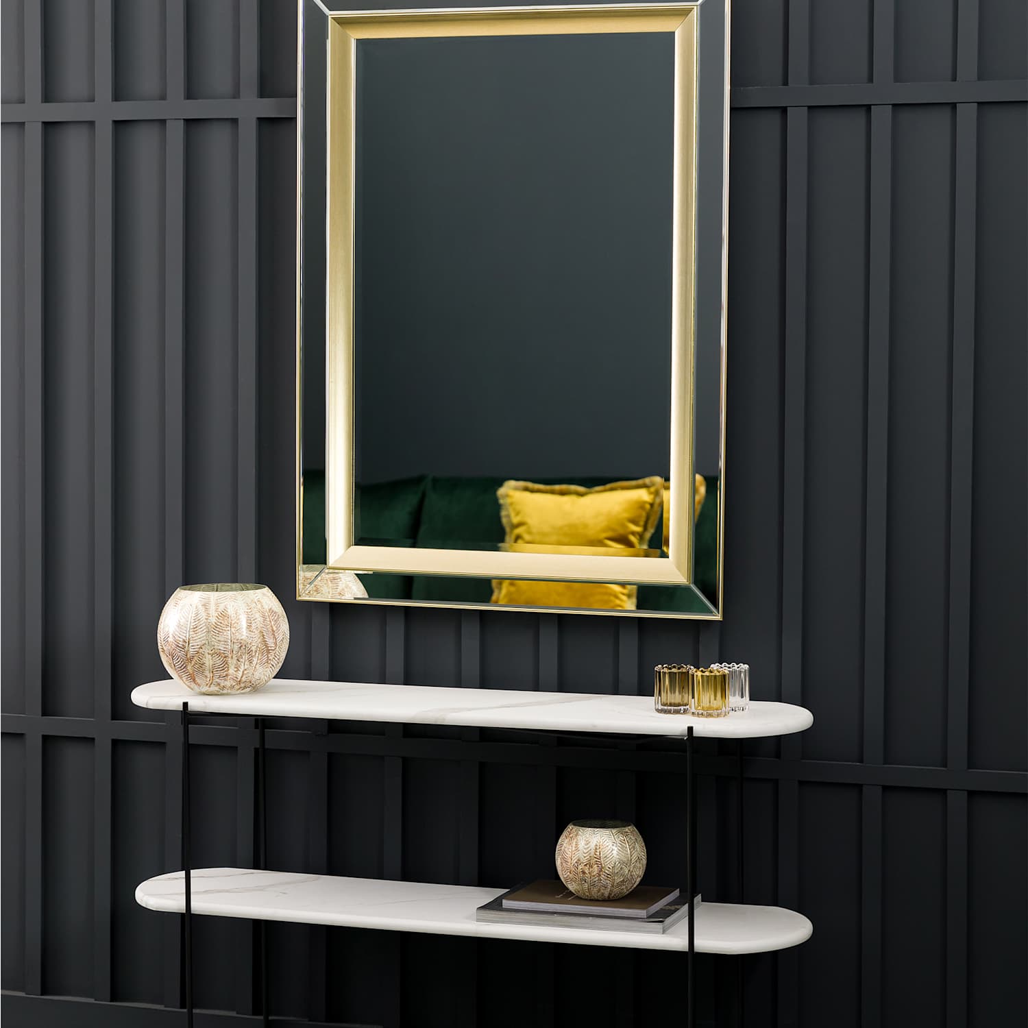 Gallery Direct Phantom Extra Large Rectangular Wall Mirror - Gold - Available at M&S