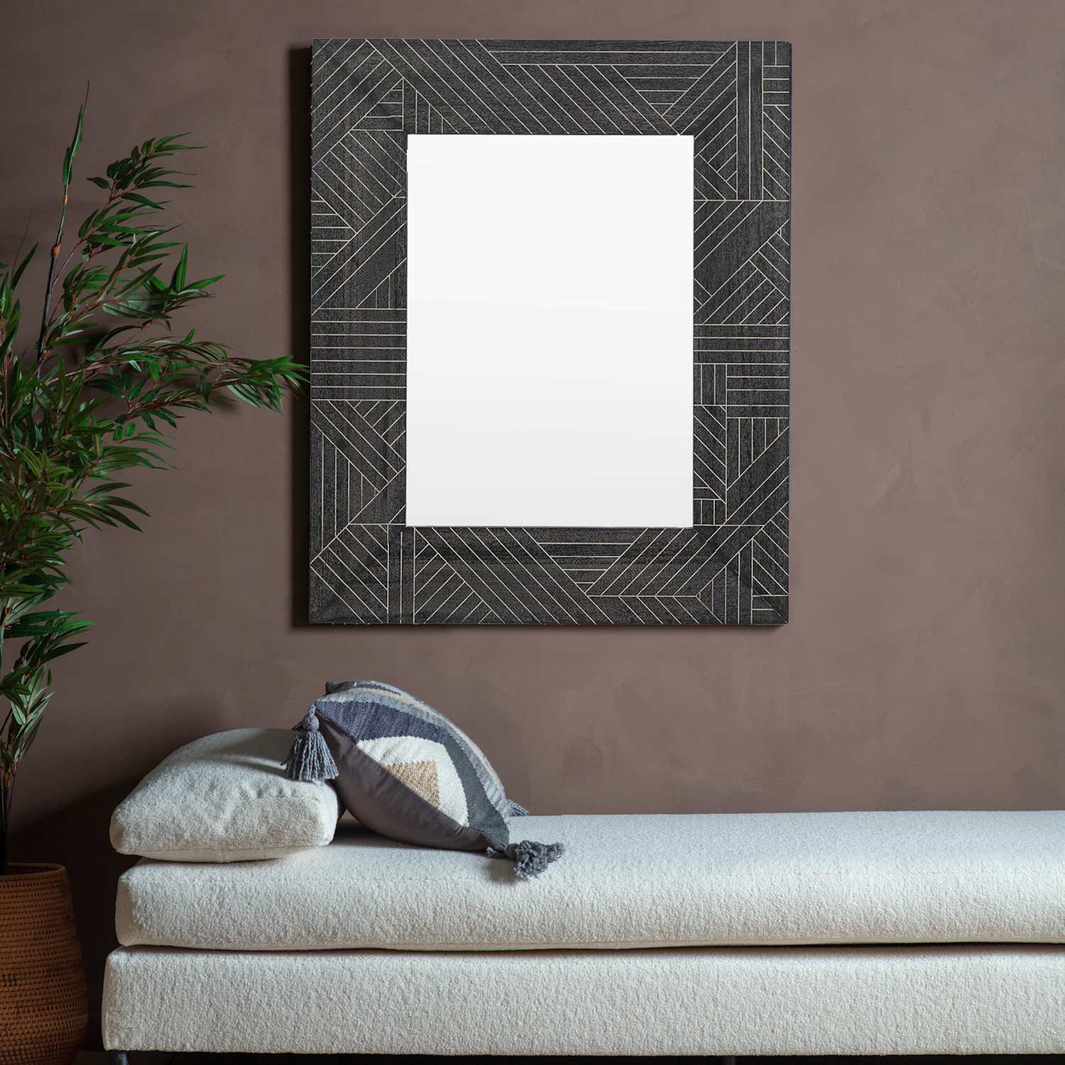 Gallery Direct Kakuda Extra Large Rectangular Wall Mirror - Black - Available at M&S