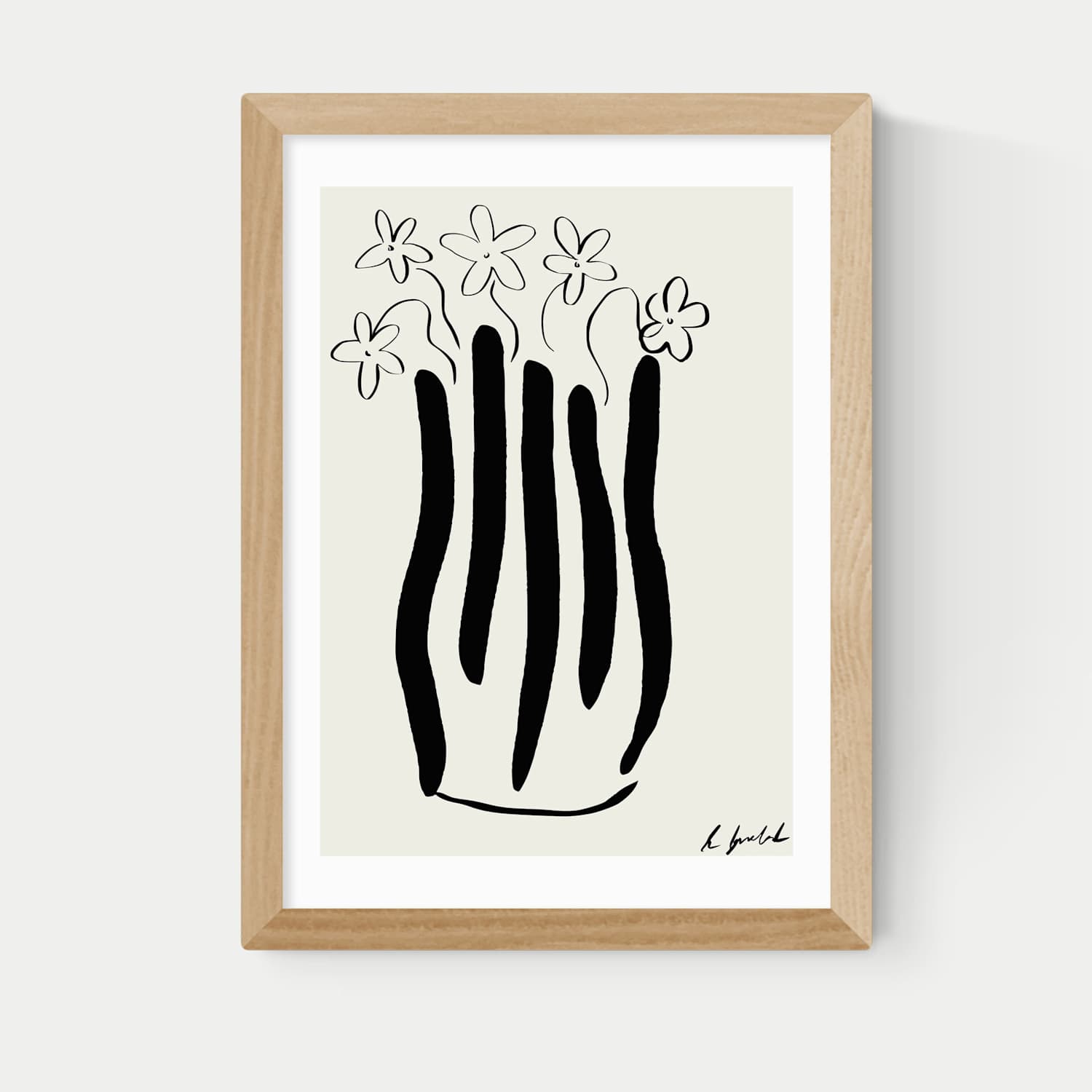 East End Prints Abstract Vase Framed Art - A2 - Natural - Available at M&S