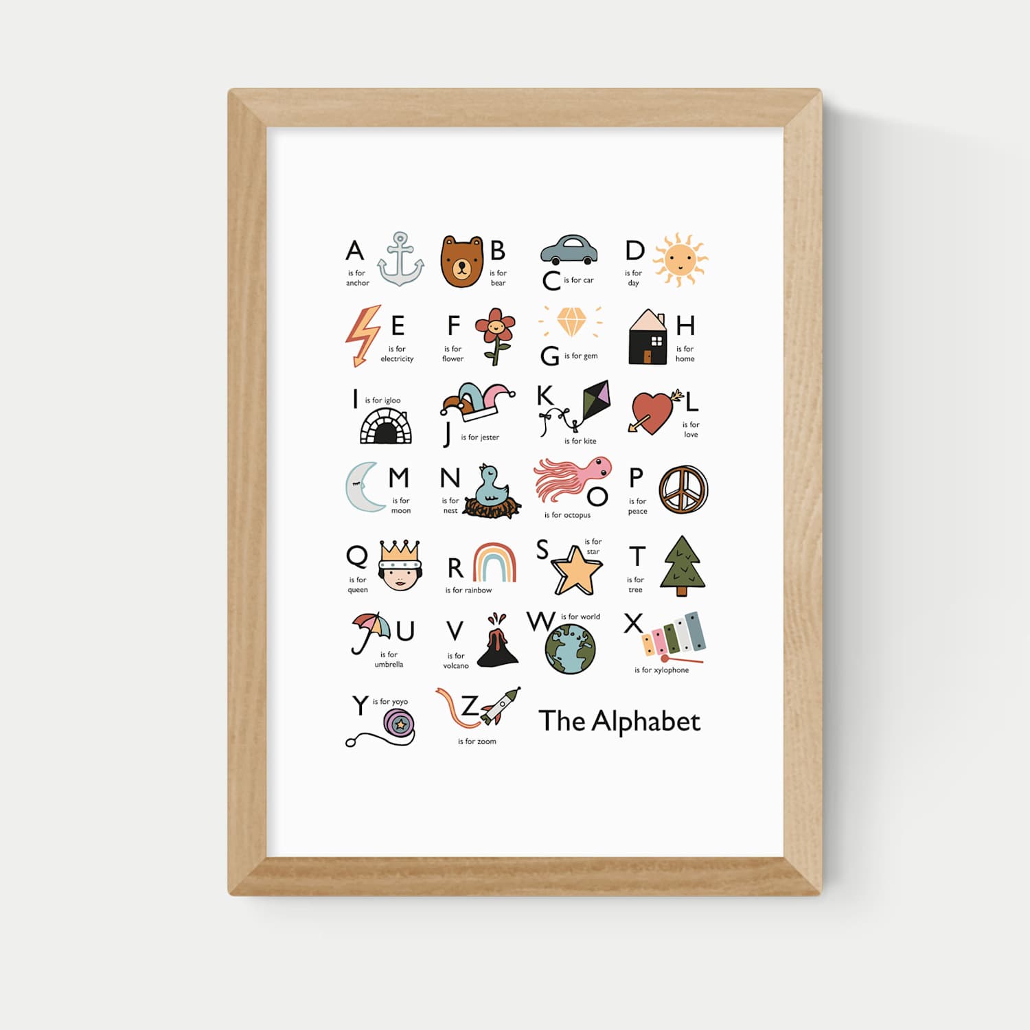 East End Prints Alphabet In White Framed Art - A2 - Natural - Available at M&S