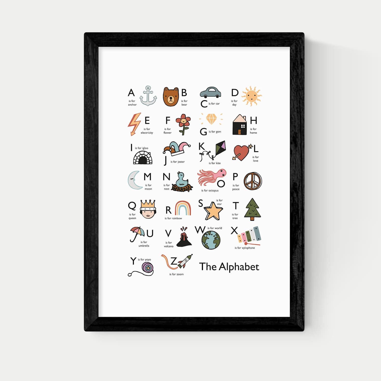 East End Prints Alphabet In White Framed Art - A2 - Black - Available at M&S