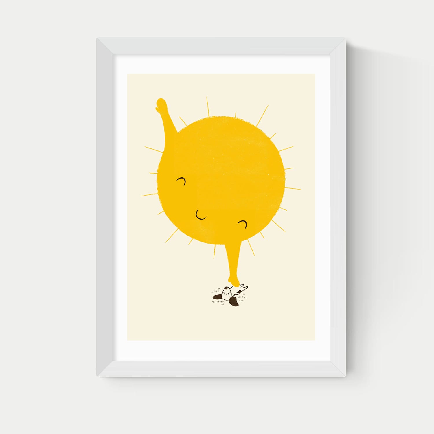 East End Prints Belly Rub Framed Art - A1 - White - Available at M&S
