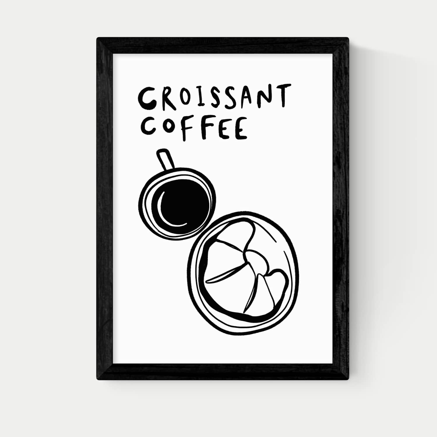 East End Prints Croissant Coffee Framed Art - A1 - Black - Available at M&S