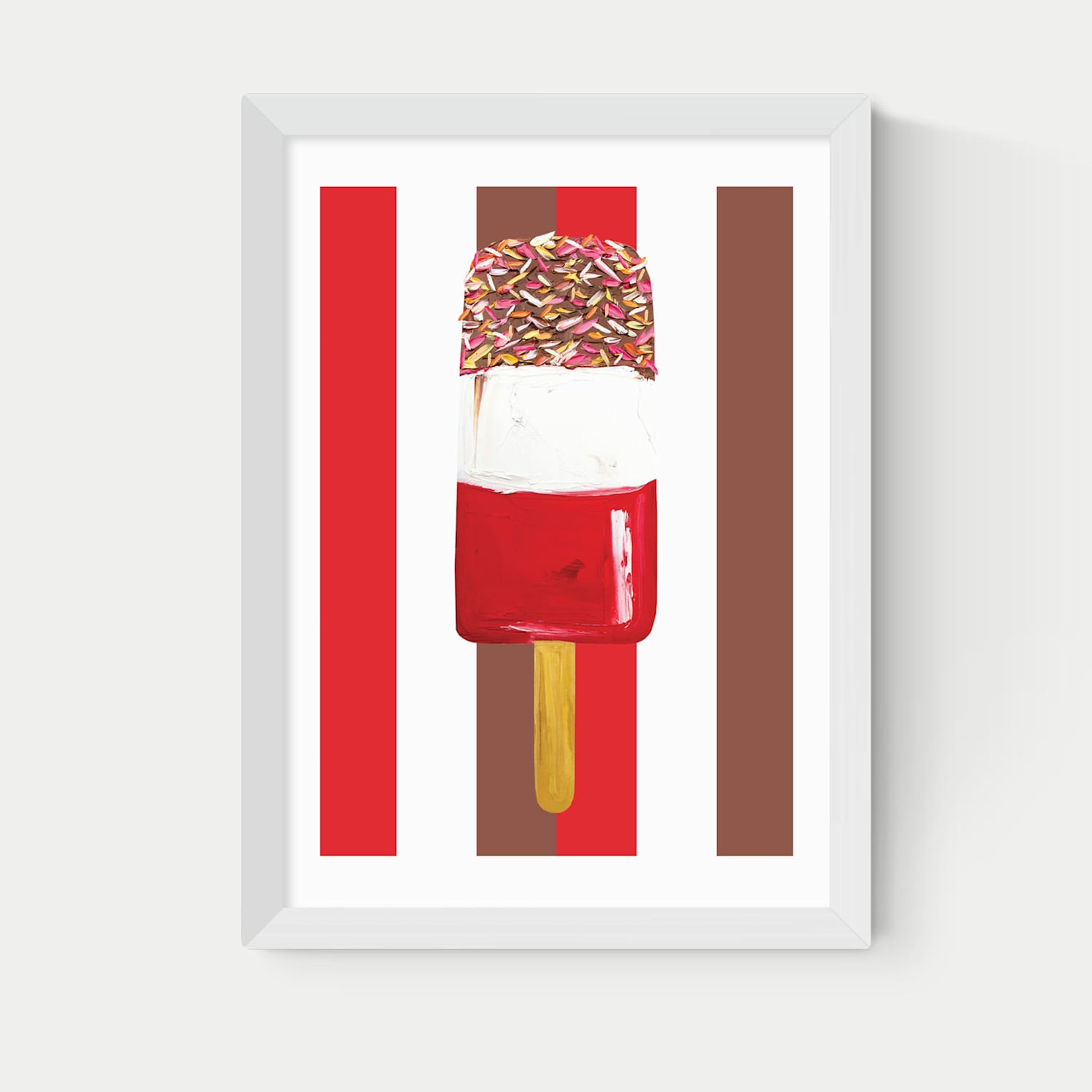 East End Prints Fab Stripes Framed Art - A1 - White - Available at M&S