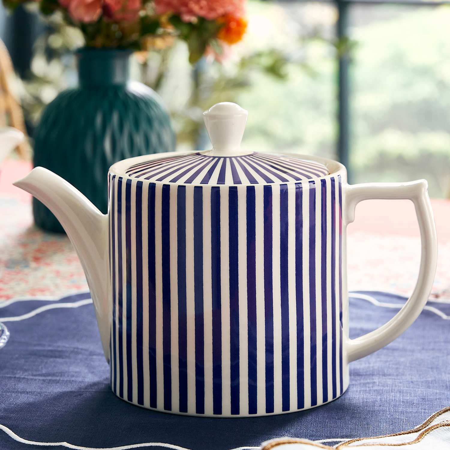 Spode Striped Teapot - Blue - Available at M&S