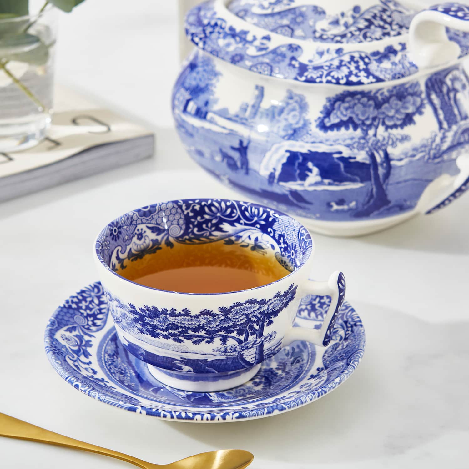 Spode Set of 4 Blue Italian Cups & Saucers - Available at M&S