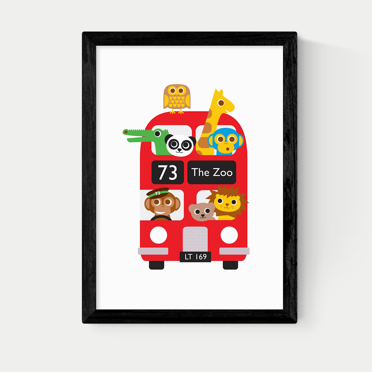East End Prints London Bus Zoo Framed Art - A2 - Black - Available at M&S