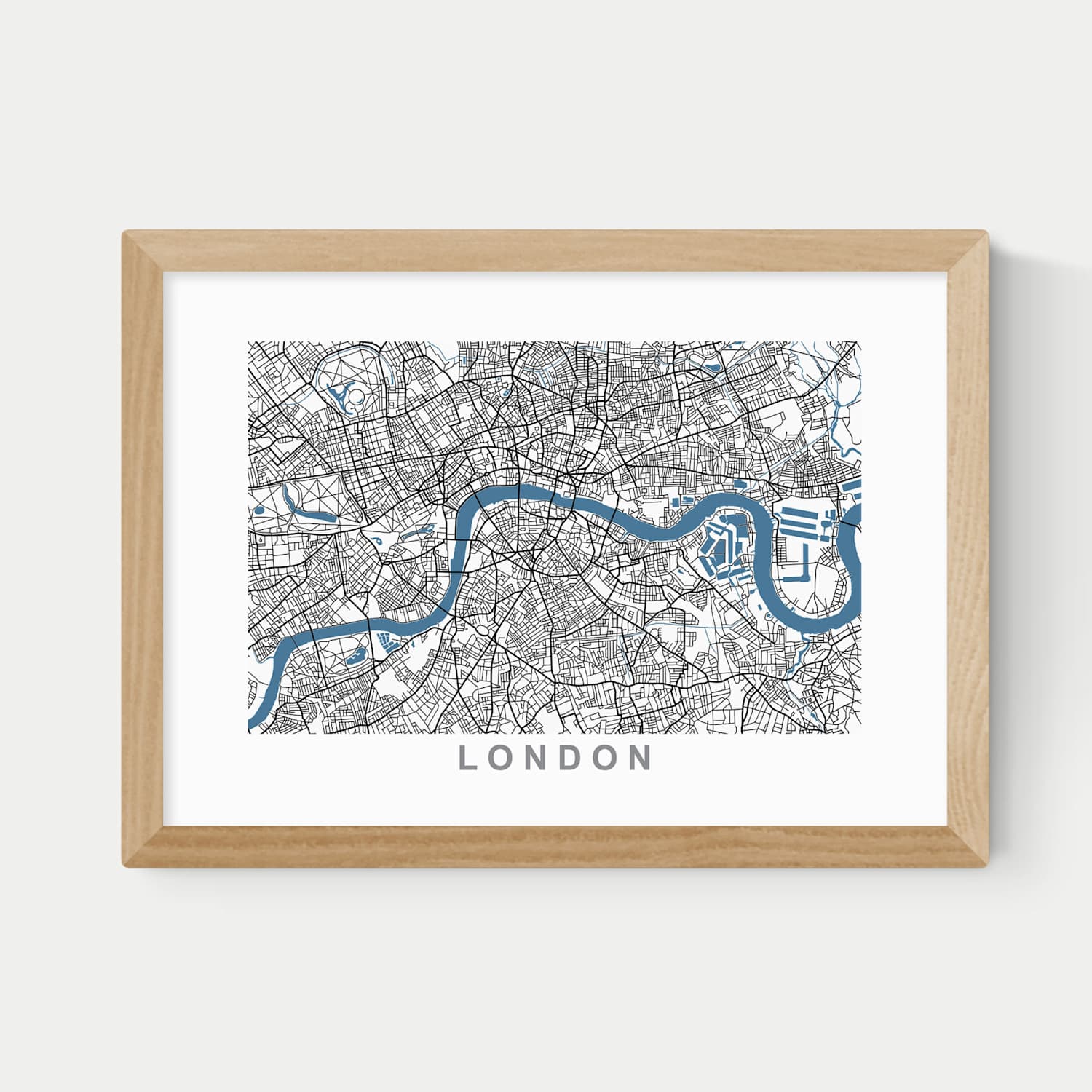 East End Prints London Map Framed Art - A1 - Natural - Available at M&S