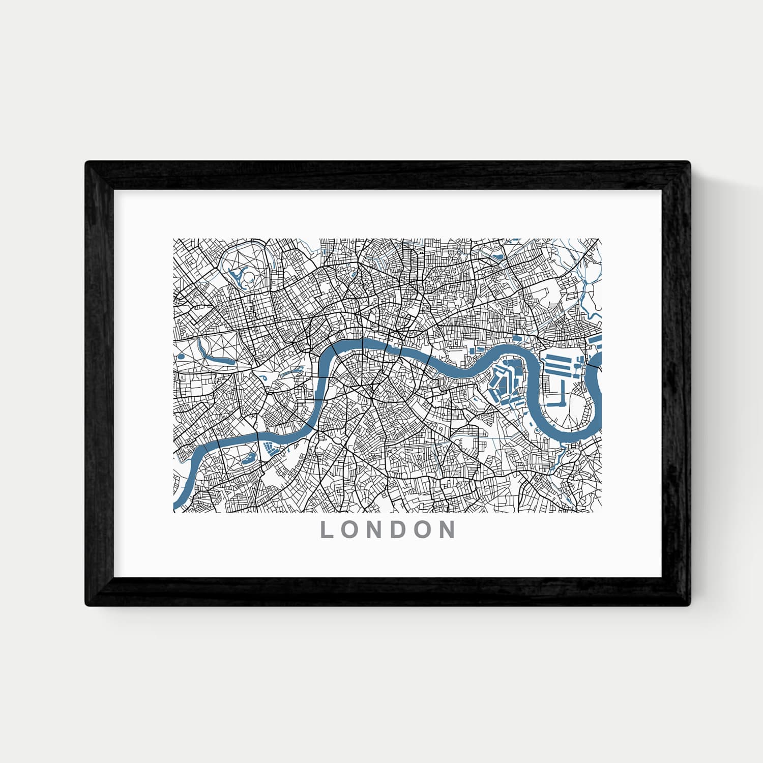 East End Prints London Map Framed Art - A1 - Black - Available at M&S
