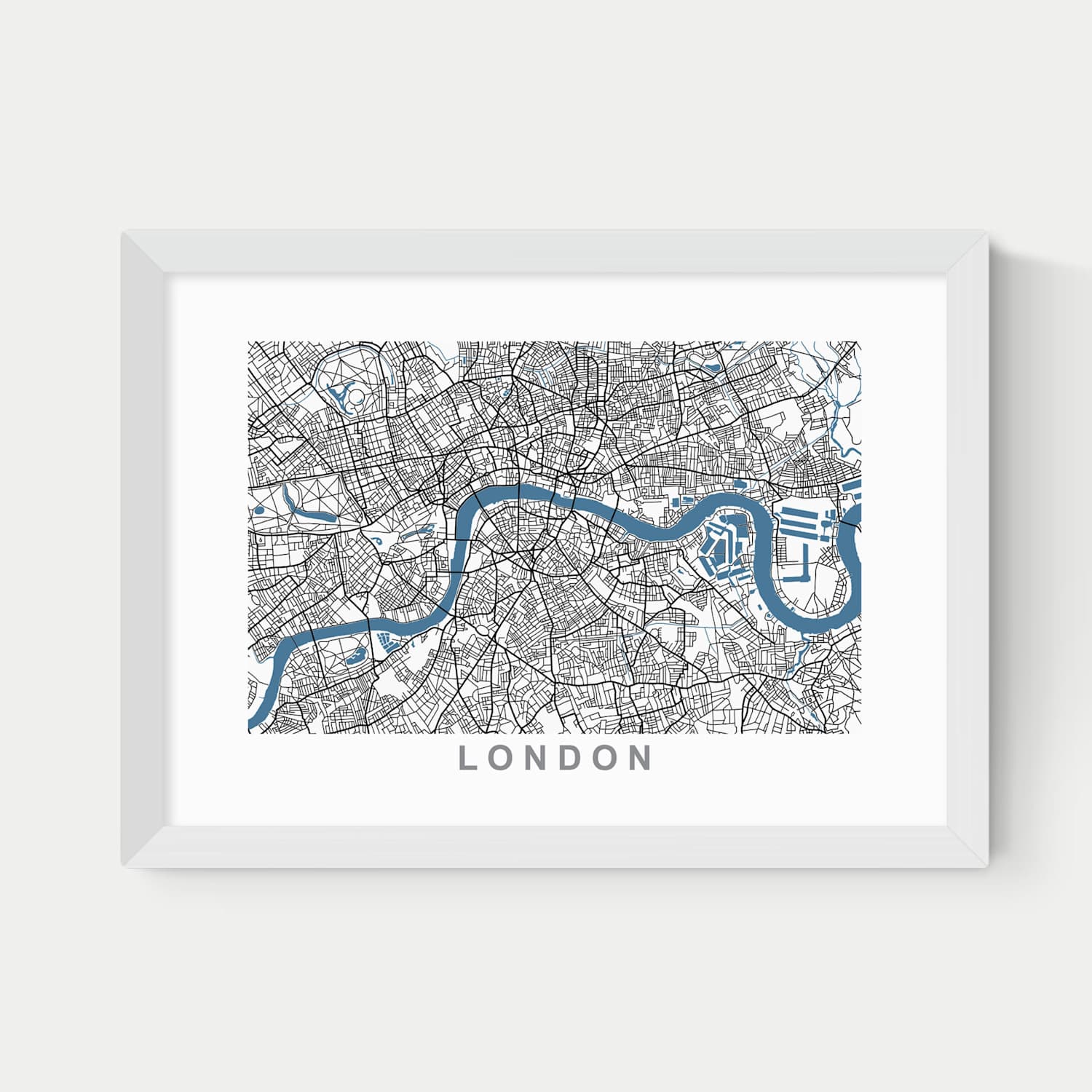 East End Prints London Map Framed Art - A2 - White - Available at M&S