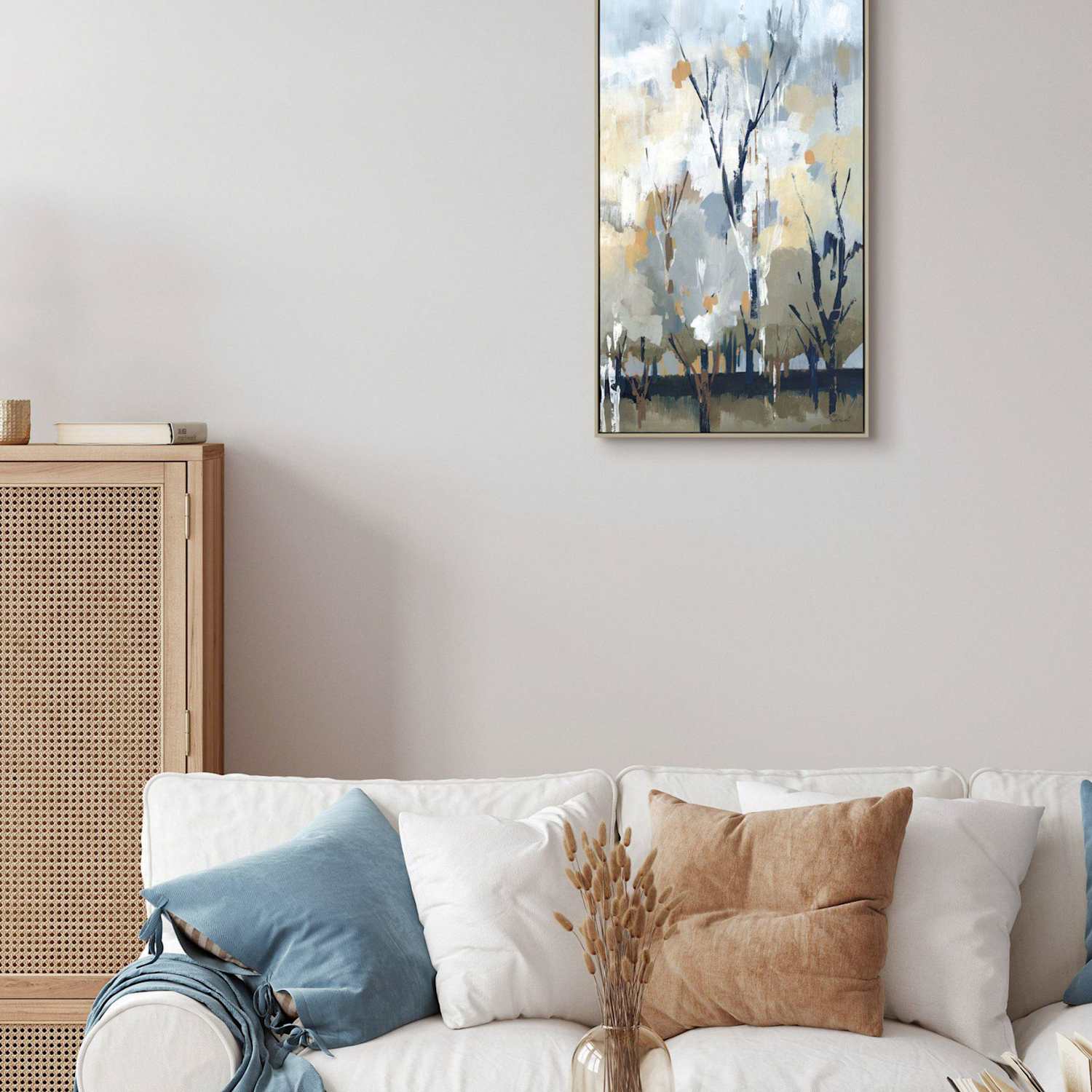 Gallery Direct Silver Birch Blues Rectangle Framed Canvas - Blue Mix - Available at M&S