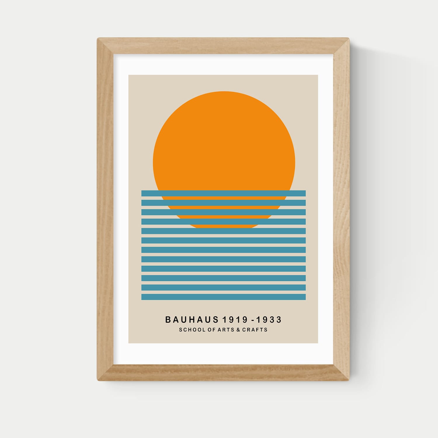 East End Prints Mid Century Sun Bauhaus Framed Art - A2 - Natural - Available at M&S