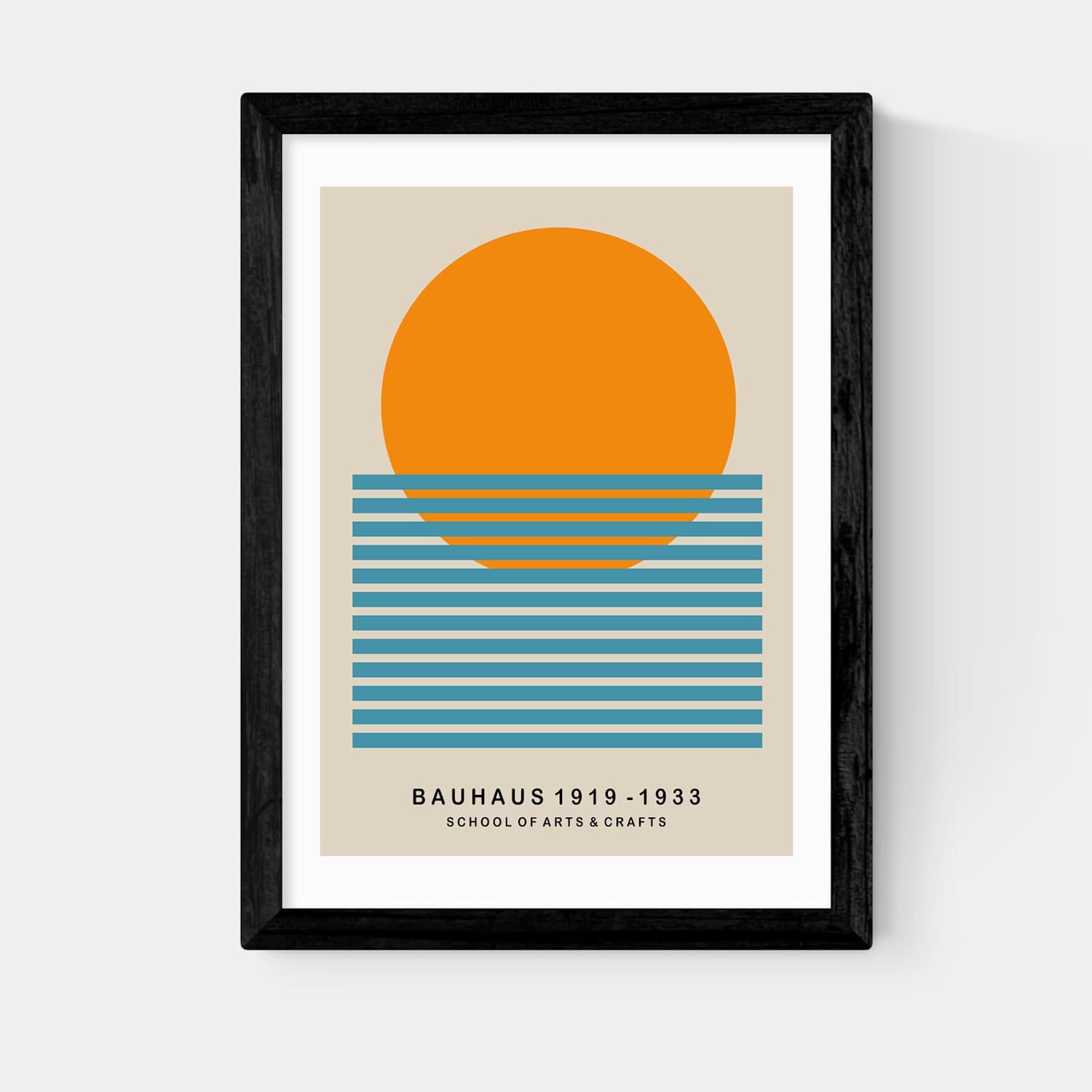 East End Prints Mid Century Sun Bauhaus Framed Art - A1 - Black - Available at M&S