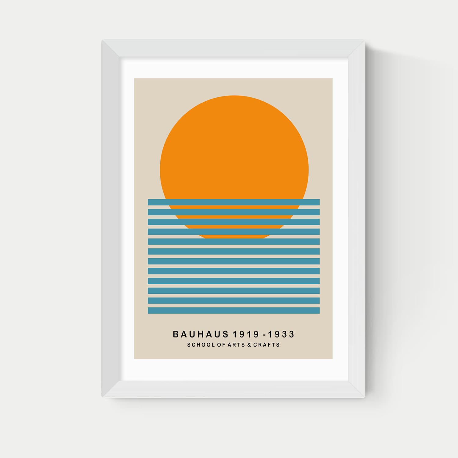 East End Prints Mid Century Sun Bauhaus Framed Art - A2 - White - Available at M&S