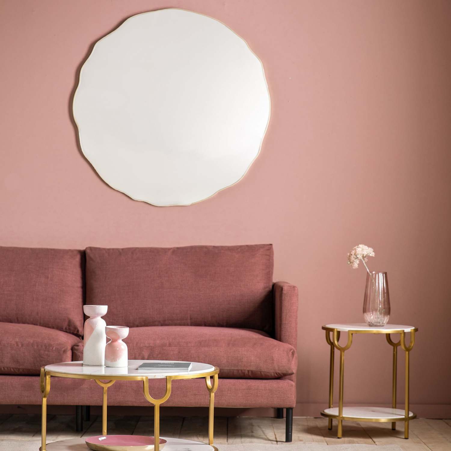 Gallery Direct Carano Metal Extra Large Round Wall Mirror - Gold - Available at M&S