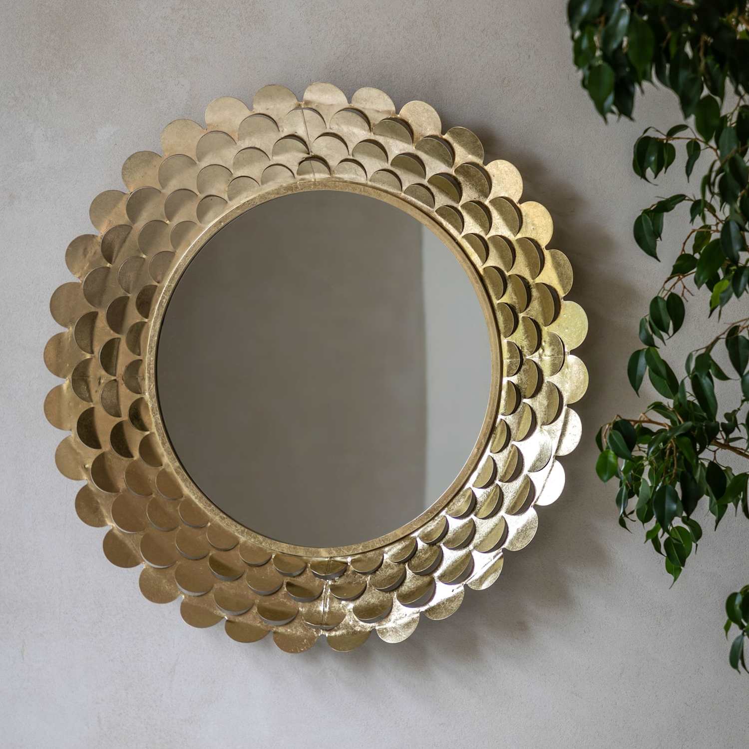 Gallery Direct Windsor Metal Large Round Wall Mirror - Gold - Available at M&S