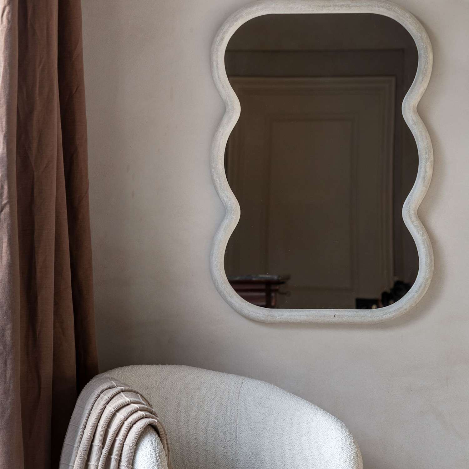 Gallery Direct Como Wooden Curved Rectangle Wall Mirror - White - Available at M&S
