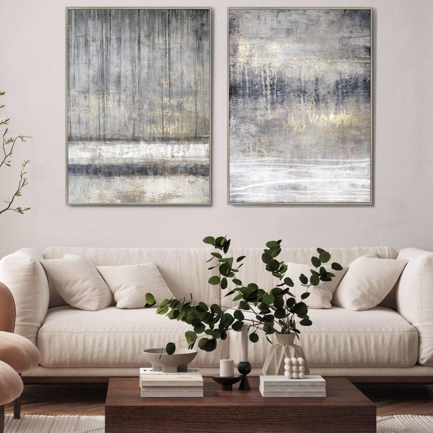 Gallery Direct Set of 2 Torrent Framed Canvas - Grey - Available at M&S