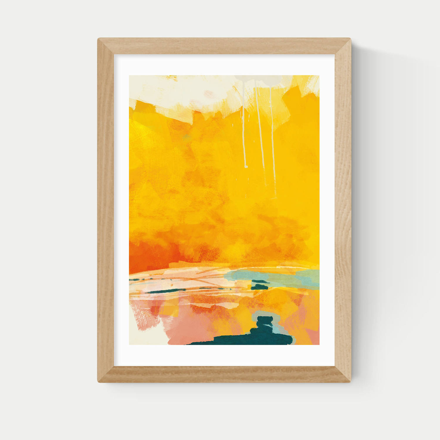 East End Prints Paysage Jaune Framed Art - A1 - Natural - Available at M&S