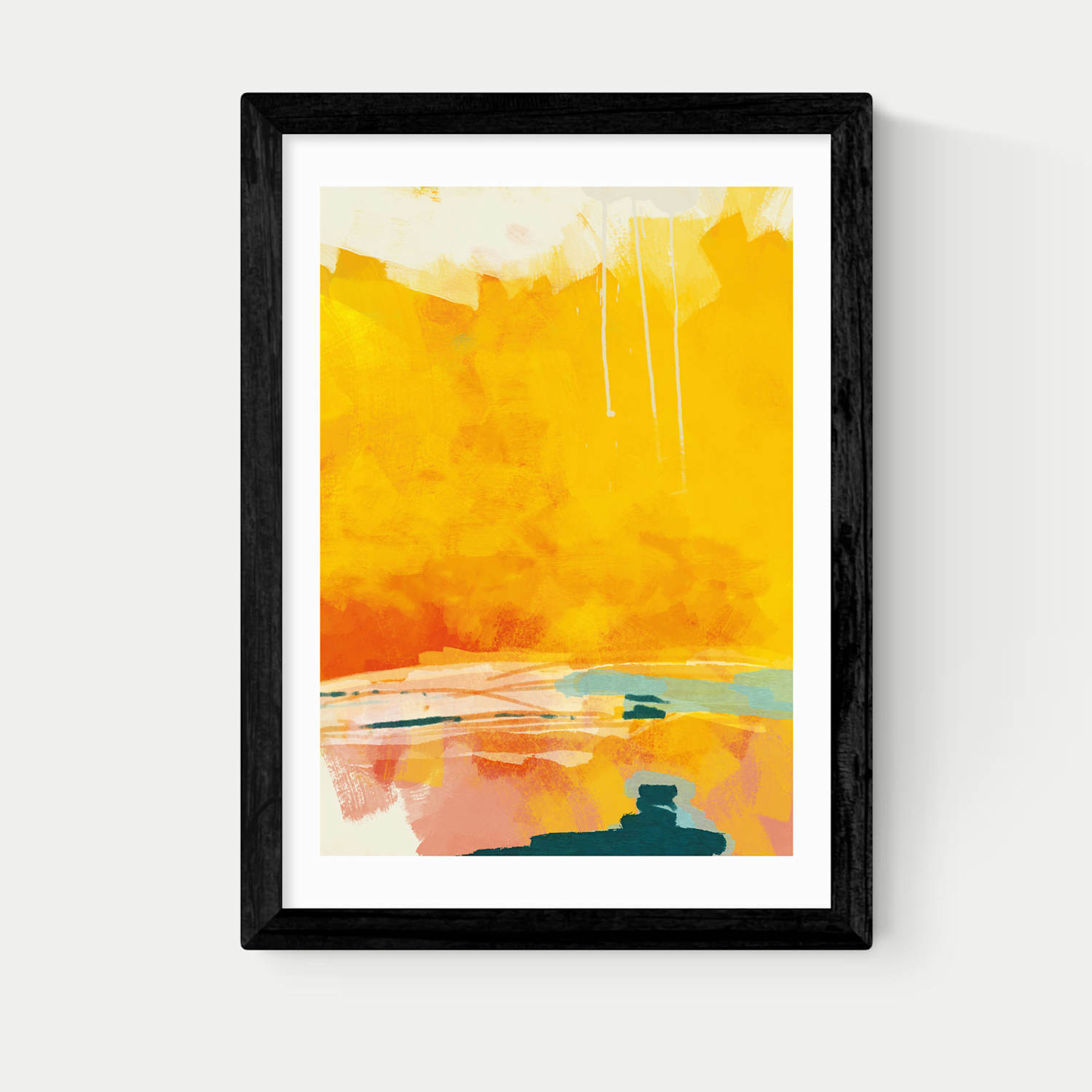 East End Prints Paysage Jaune Framed Art - A1 - Black - Available at M&S