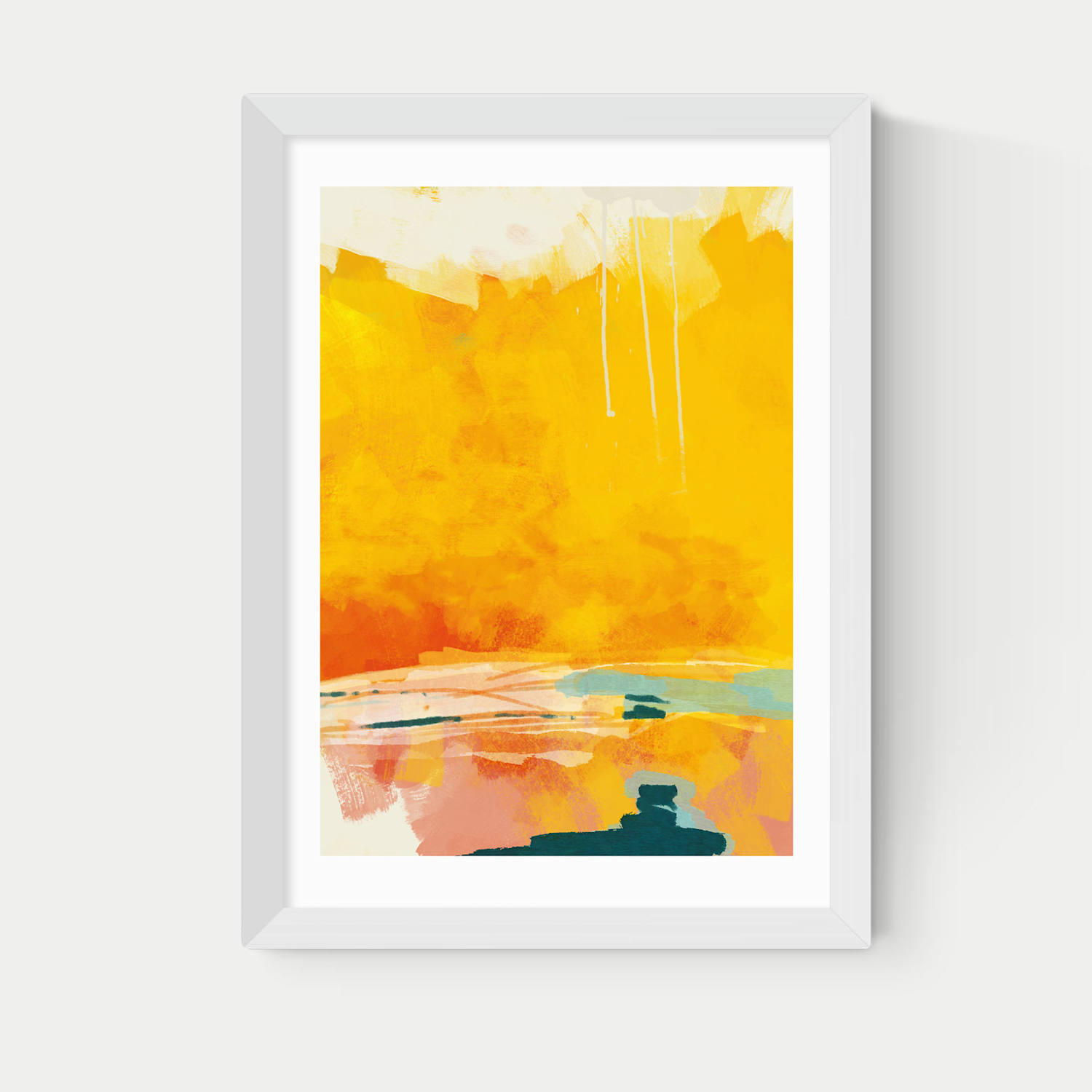 East End Prints Paysage Jaune Framed Art - A1 - White - Available at M&S