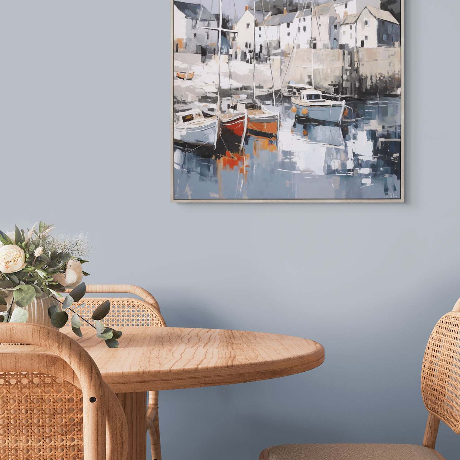 Gallery Direct Harbour Haven Square Framed Canvas - Multi - Available at M&S