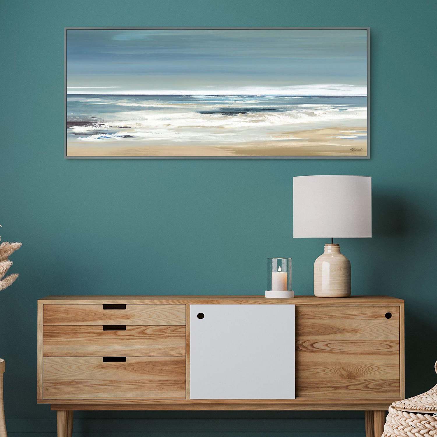 Gallery Direct Along the Coastline Framed Canvas - Blue Mix - Available at M&S