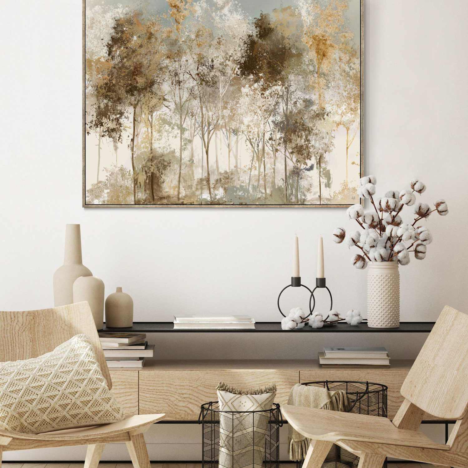 Gallery Direct Copper Frost Rectangle Framed Canvas - Gold - Available at M&S