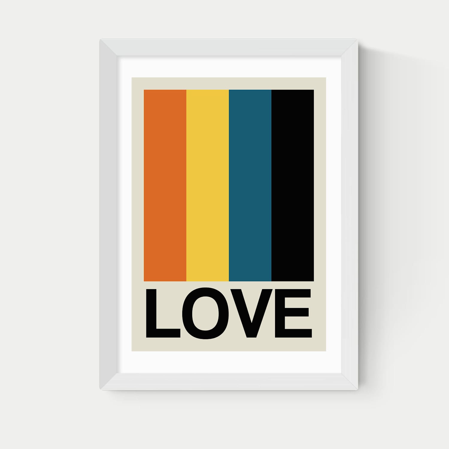 East End Prints Retro Stripe Framed Art - A1 - White - Available at M&S