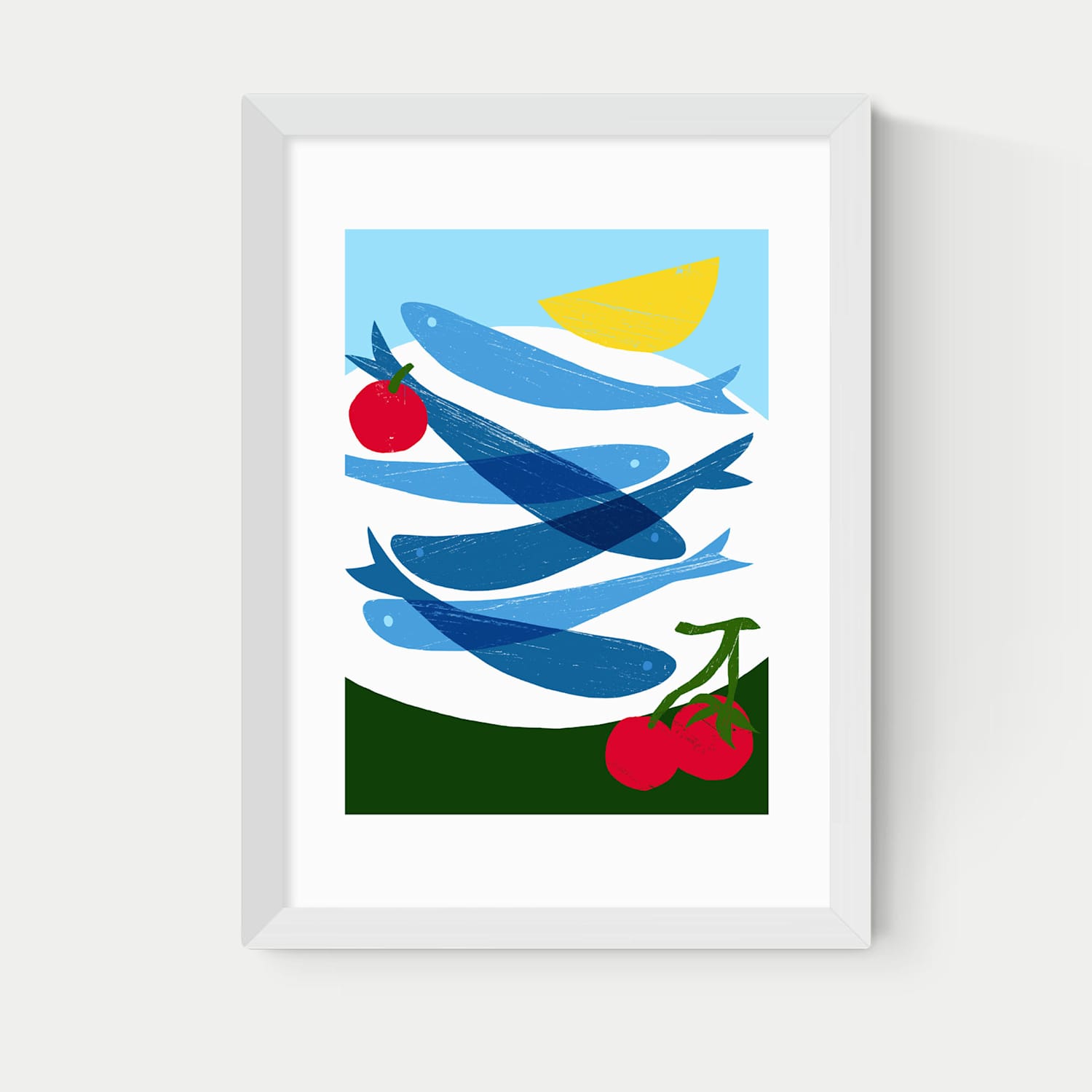 East End Prints Small Fish Framed Art - A1 - White - Available at M&S