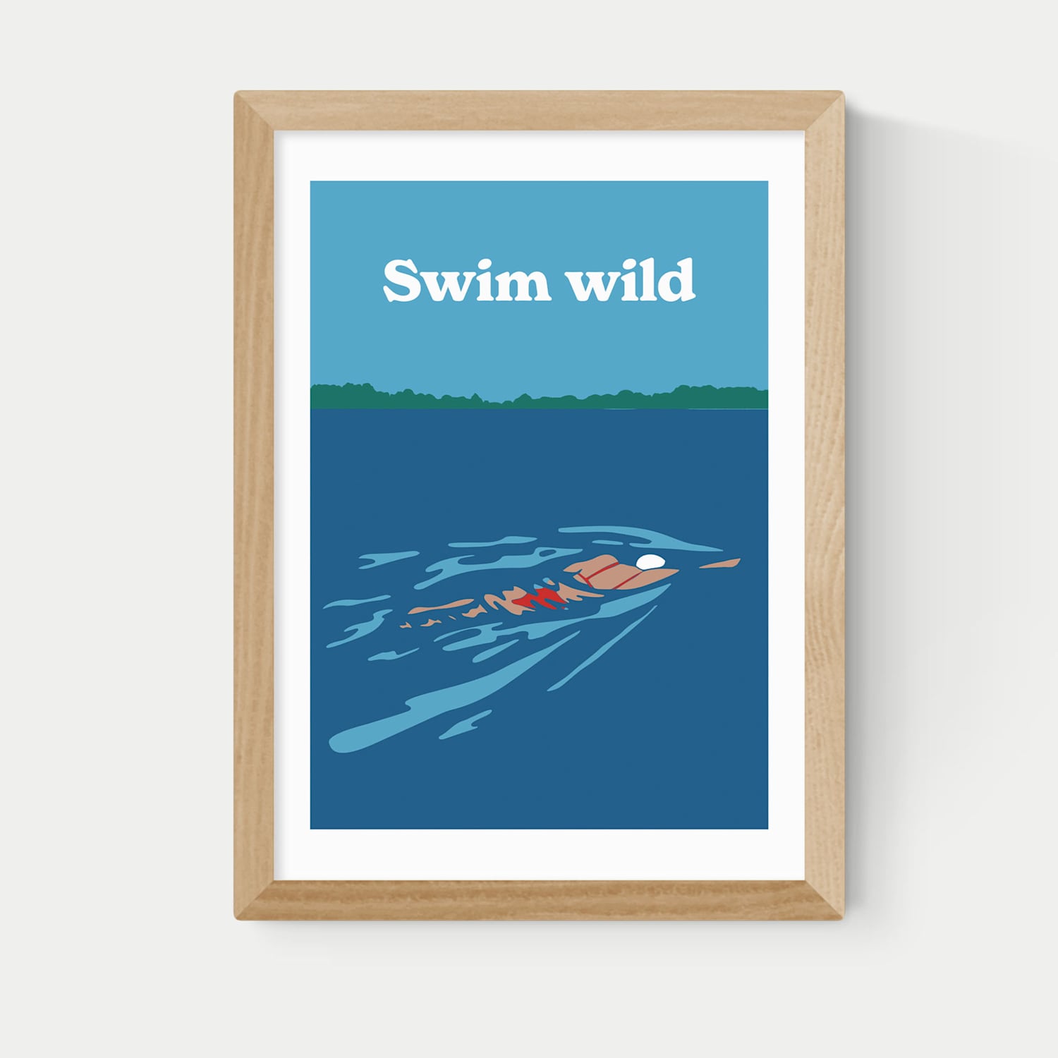 East End Prints Swim Wild Framed Art - A2 - Natural - Available at M&S