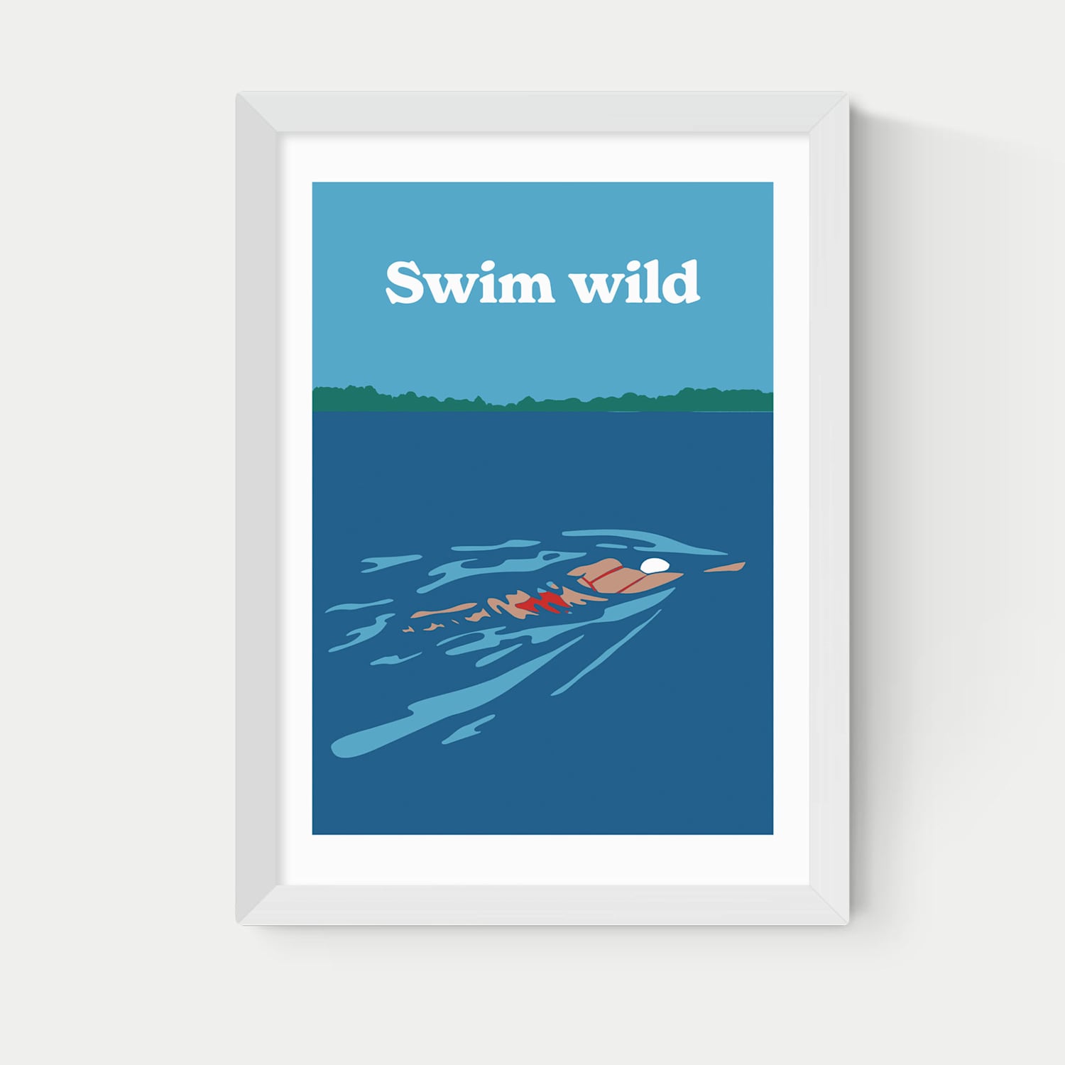 East End Prints Swim Wild Framed Art - A1 - White - Available at M&S