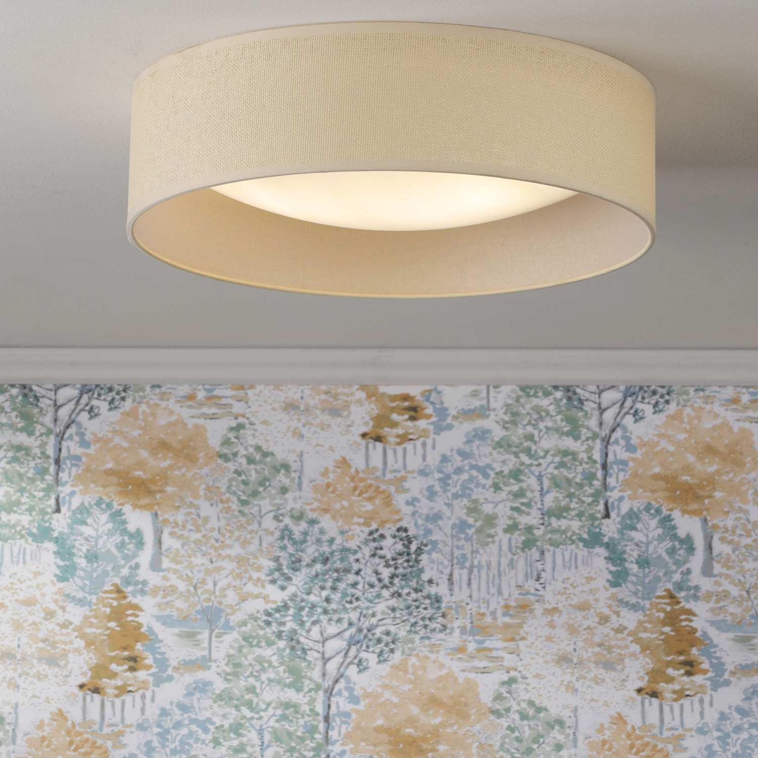 Laura Ashley Buckingham Flush Ceiling Light - Beige - Available at M&S