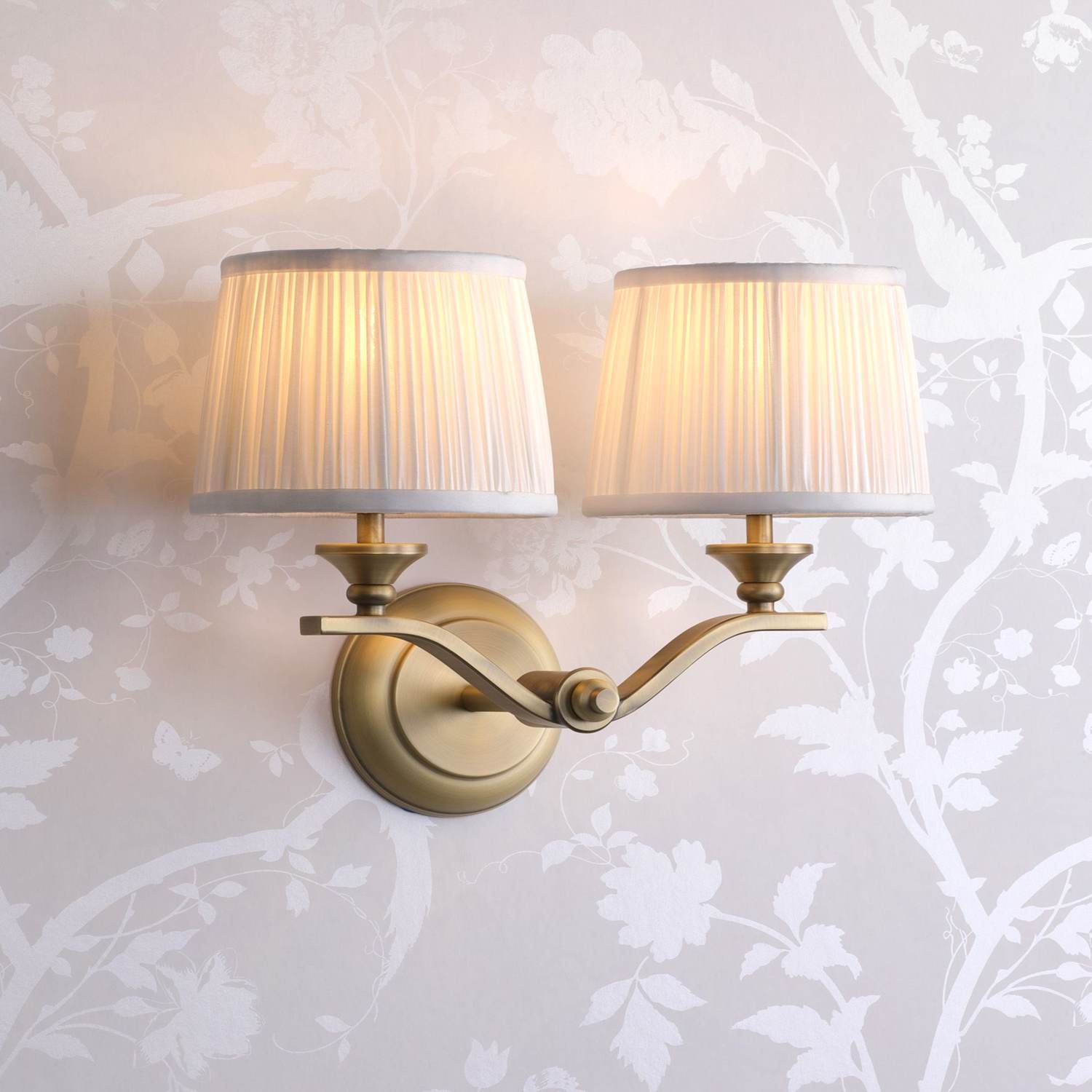 Laura Ashley Hemsley Metal 2 Light Wall Light - Antique Brass - Available at M&S