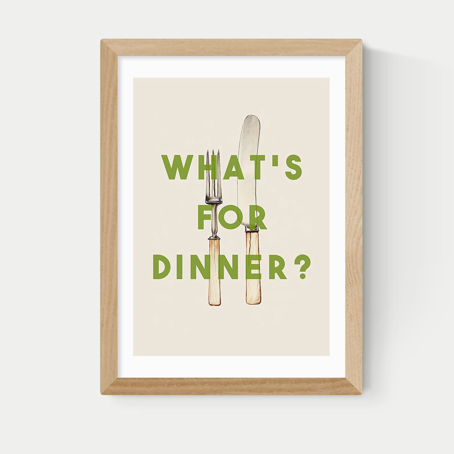 East End Prints What's For Dinner Framed Art - A2 - Natural - Available at M&S