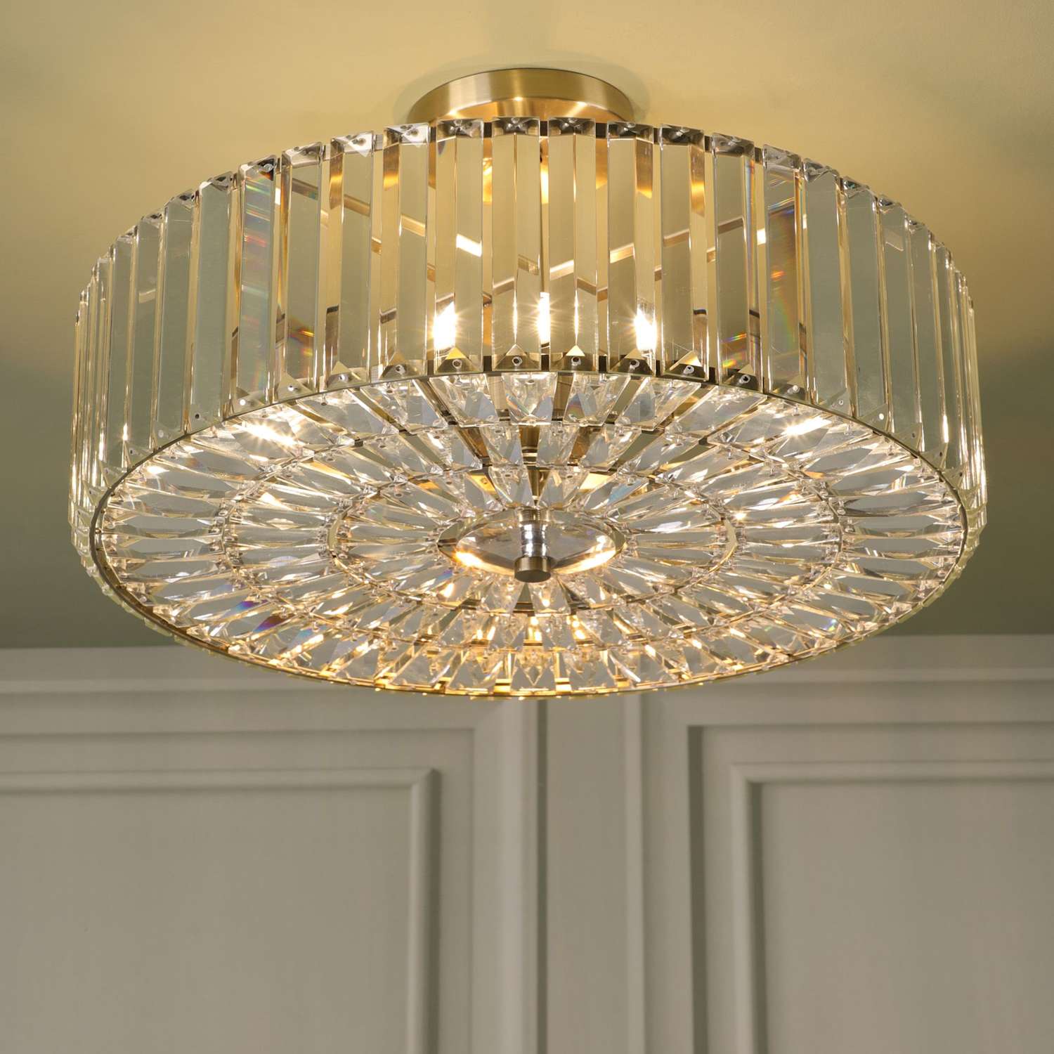 Laura Ashley Fernhurst Semi Flush Ceiling Light - Antique Brass - Available at M&S